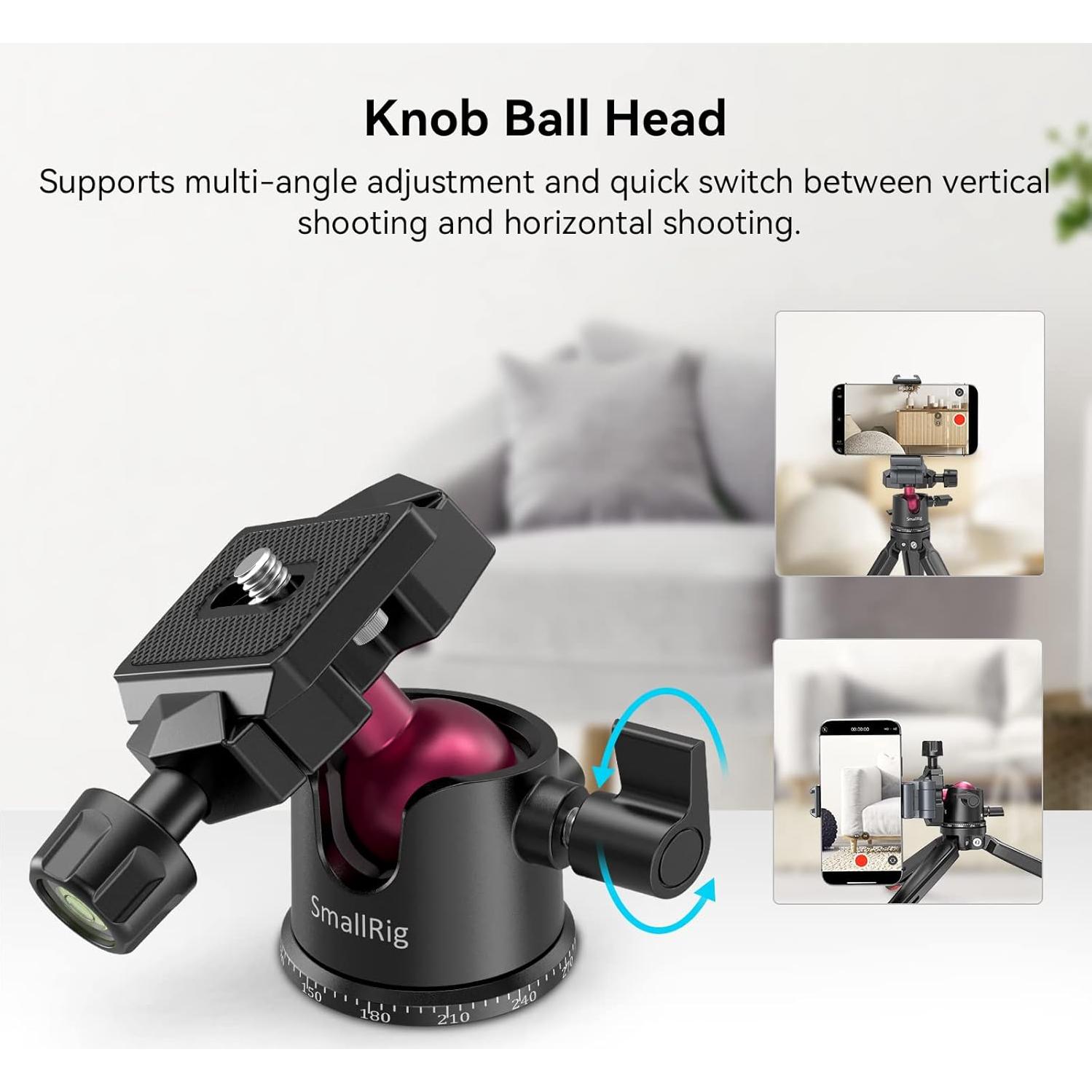 SmallRig Mini Tripod for Camera, Updated Desktop Tabletop Tripod with Arca-Type Compatible QR Plate, 360° Ball Head and 1/4 Screws Portable for Compact Cameras DSLRs, Phone, Gopro - BUT2664