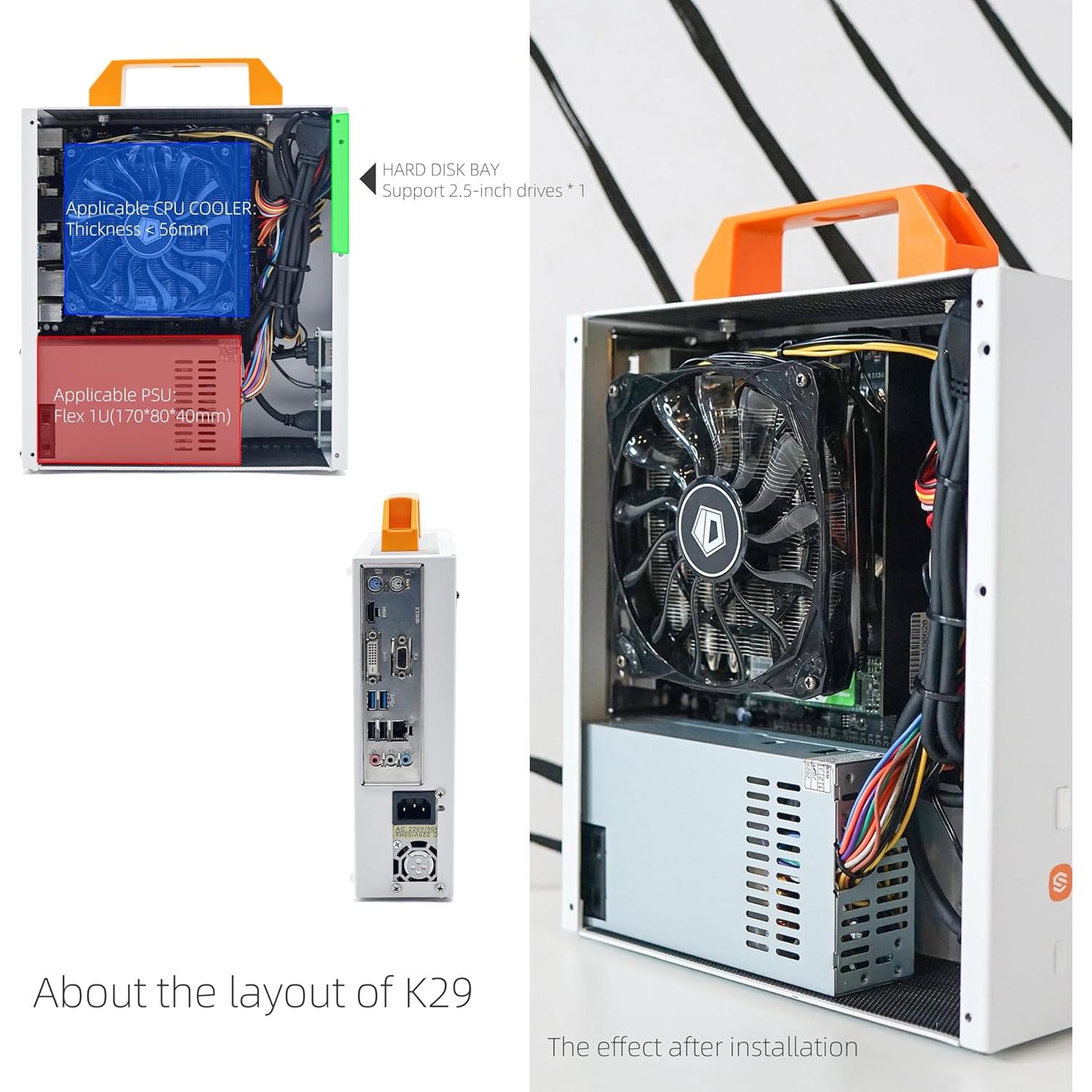 Caja Mini ITX SGPC K29 Naranja 4L Compacta 22.6x7.6x24.9cm