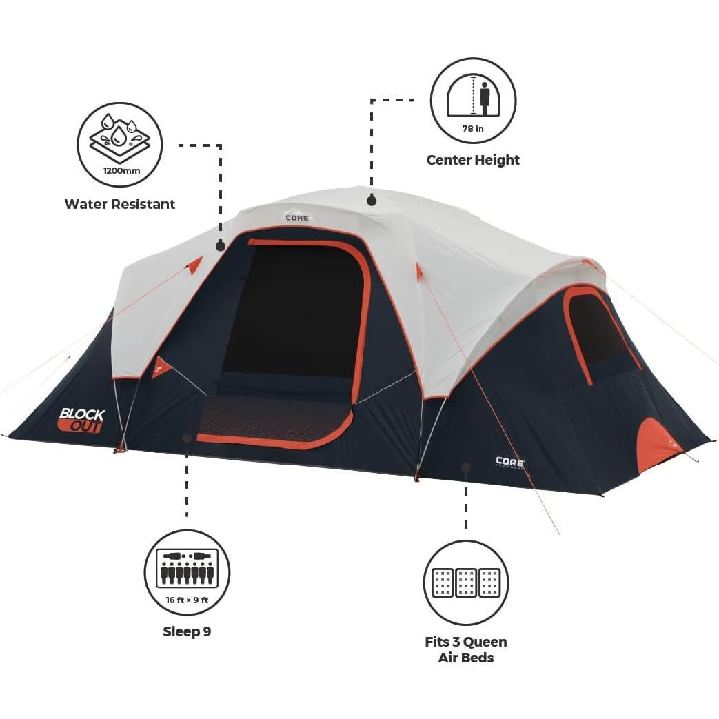 Tienda de Camping CORE Blockout para 9 Personas - 4.88x2.74m