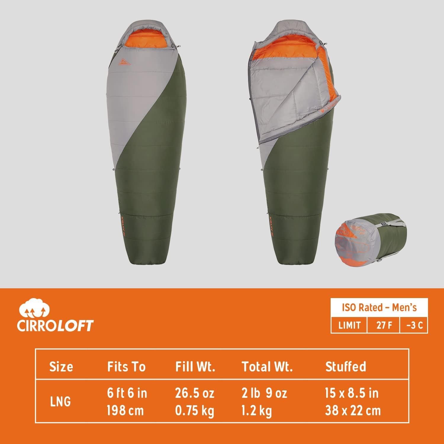 Kelty Cosmic Synthetic Fill 40 Degree Backpacking Sleeping Bag with Compression Straps, Compact and Lightweight, 2022