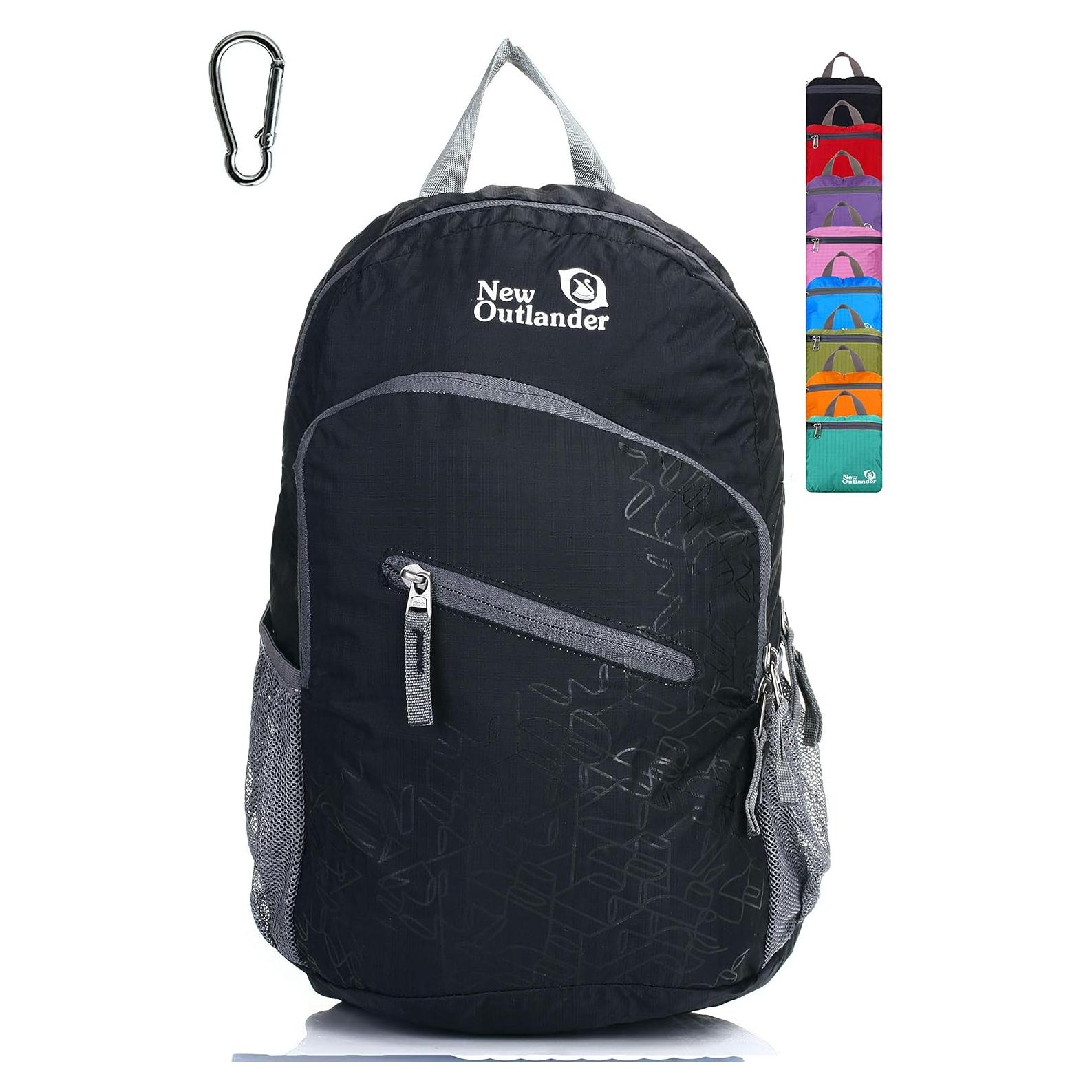 Mochila de viaje plegable Outlander 20L negra resistente
