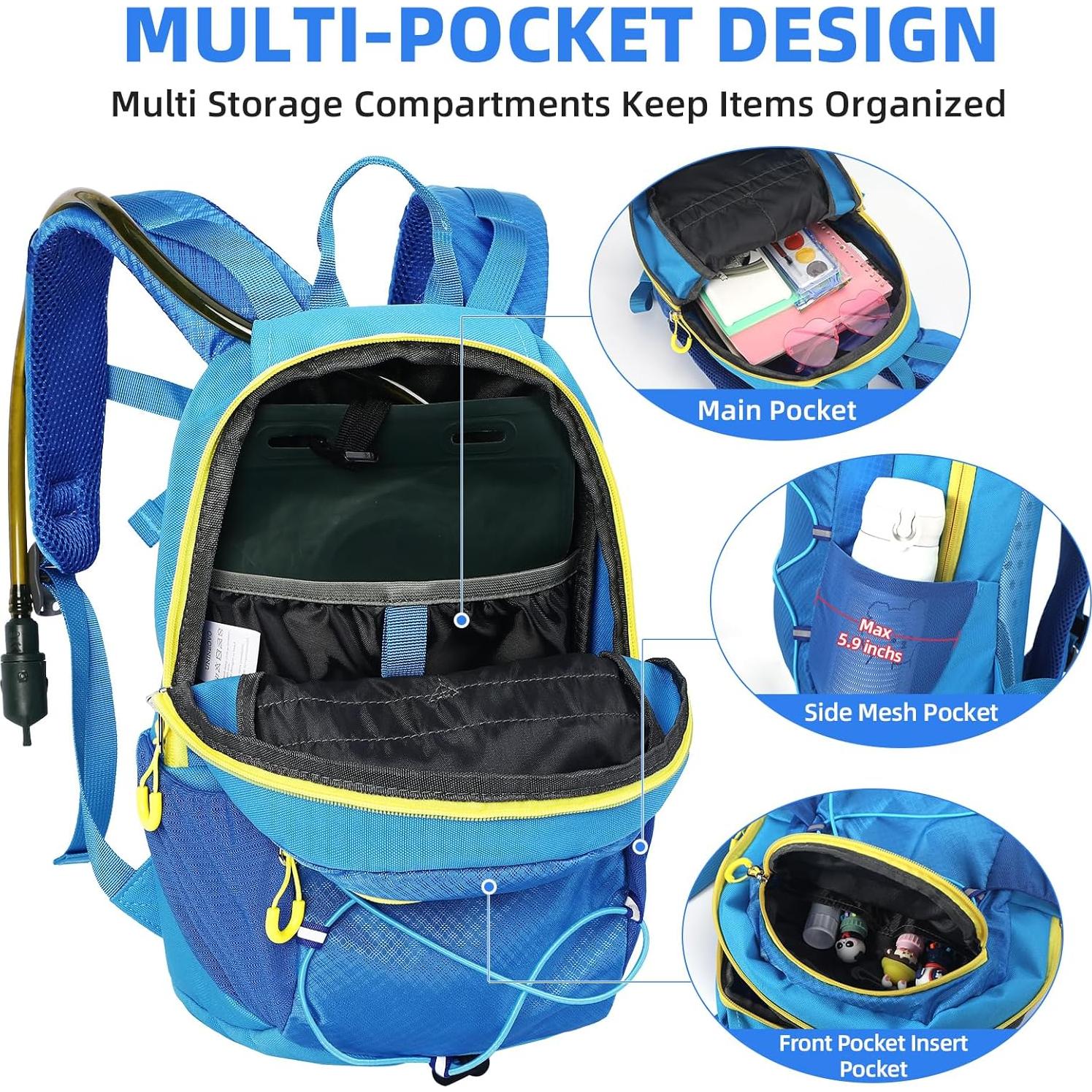 Mochila de Senderismo Niños 10L Unineovo Azul Impermeable