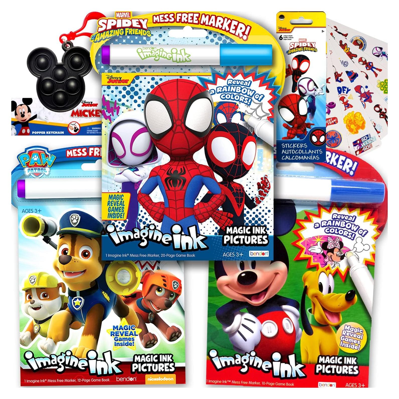 Set de 3 Libros para Colorear Imagine Ink Bendon - Spidey, Paw Patrol, Mickey