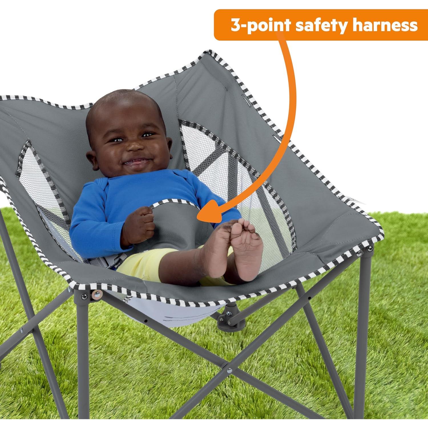 Asiento de Viaje Pop 'N Chill Bright Starts, Gris, 0-6 Meses