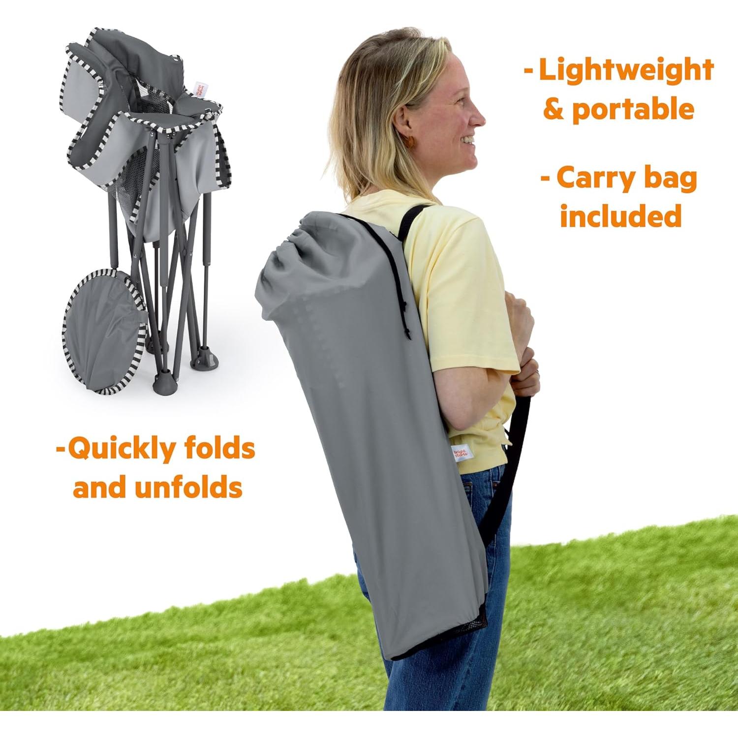 Asiento de Viaje Pop 'N Chill Bright Starts, Gris, 0-6 Meses