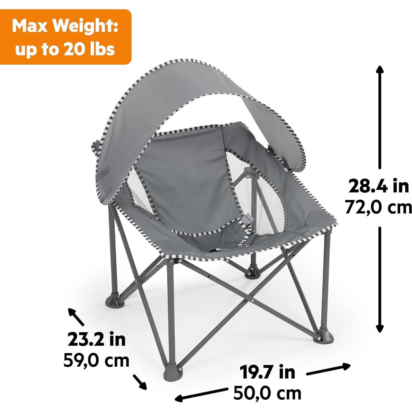 Asiento de Viaje Pop 'N Chill Bright Starts, Gris, 0-6 Meses