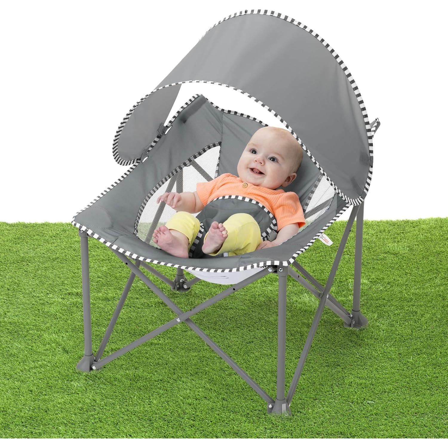 Asiento de Viaje Pop 'N Chill Bright Starts, Gris, 0-6 Meses