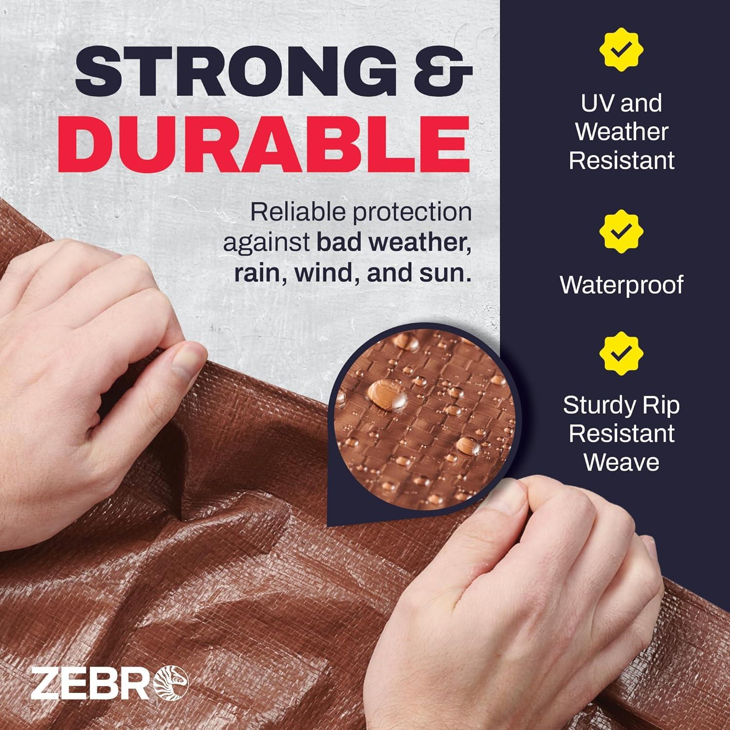 Toldo Marrón Impermeable Zebro 1.22 m x 6.1 m Alta Resistencia