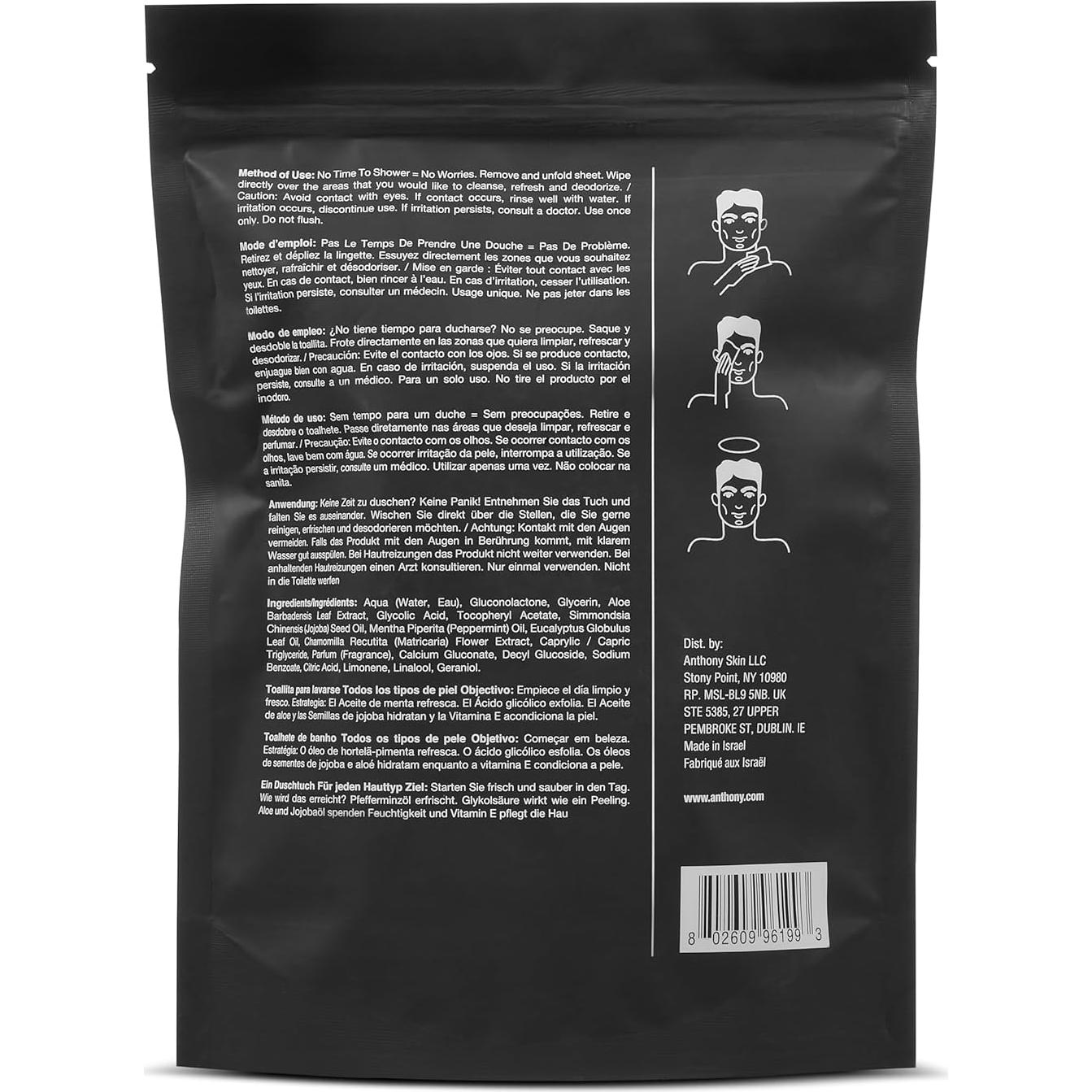 Toallitas Corporales Anthony 12 Unidades Sin Enjuague