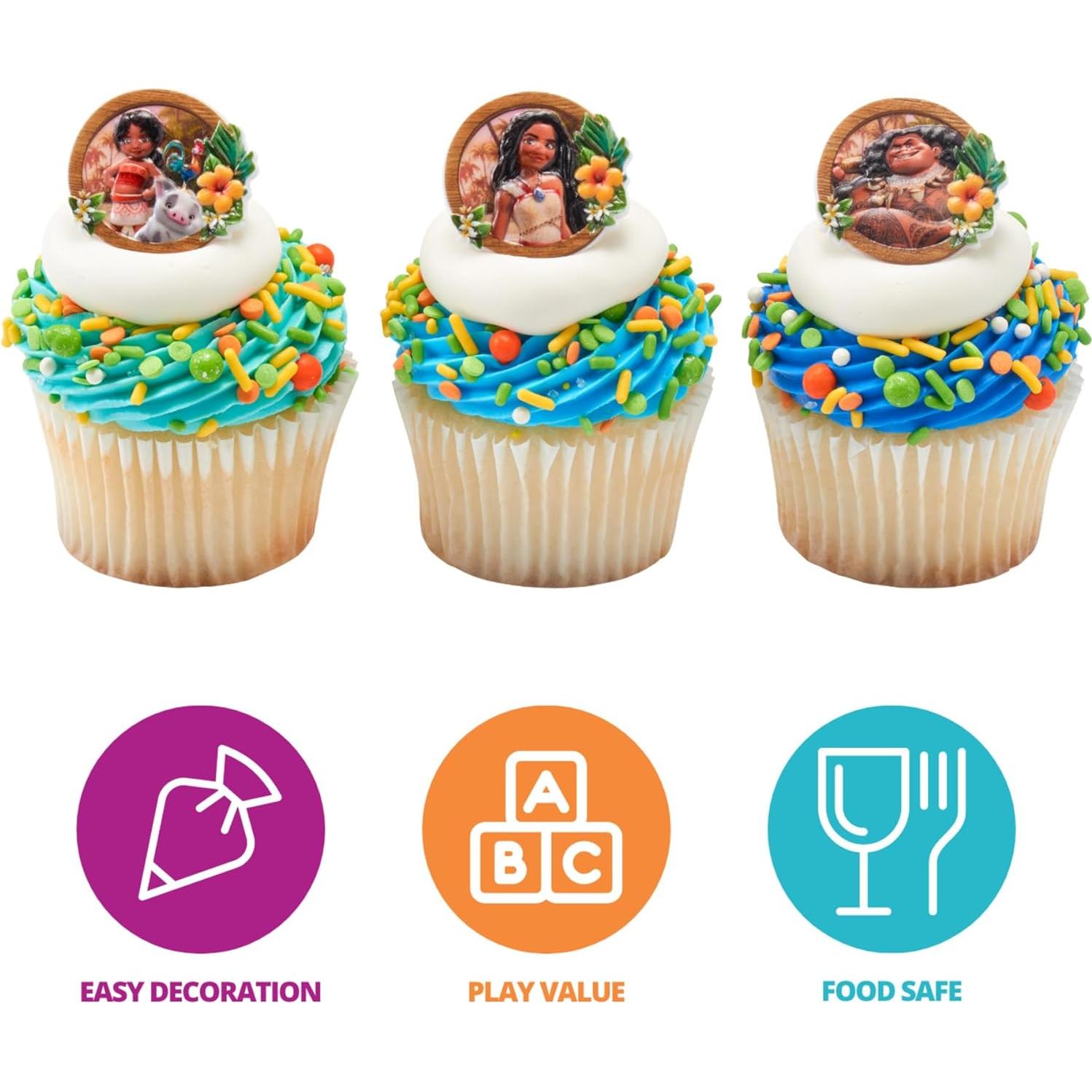 DecoPac Decoraciones para Cupcakes Moana - 24 Anillos
