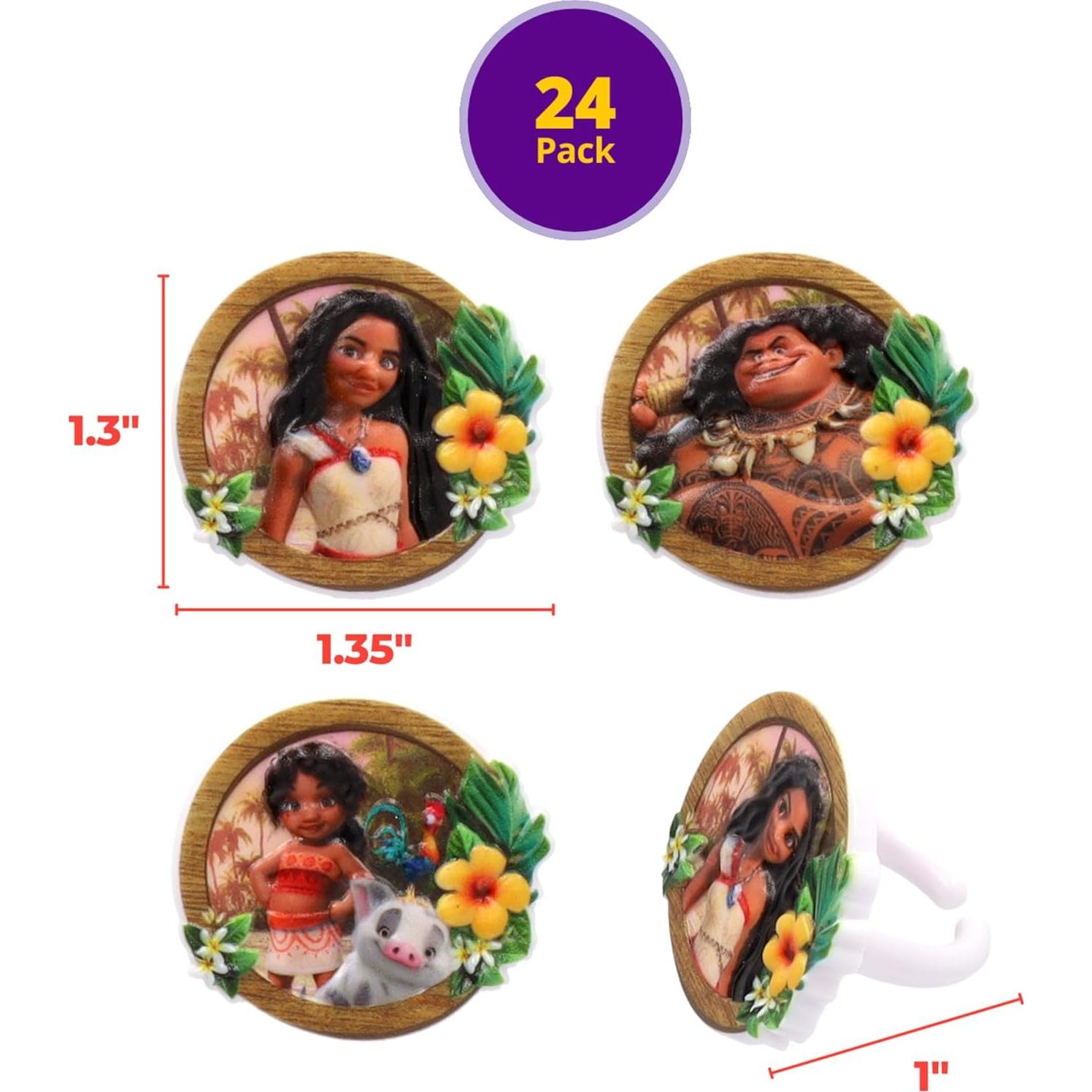 DecoPac Decoraciones para Cupcakes Moana - 24 Anillos
