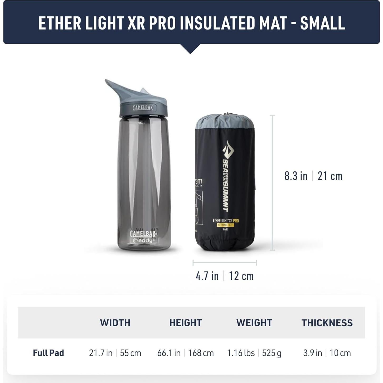 Sea to Summit Ether Light XR Pro Insulated Sleeping Pad, Tapered - Small (66 x 21.5 x 4 inches)