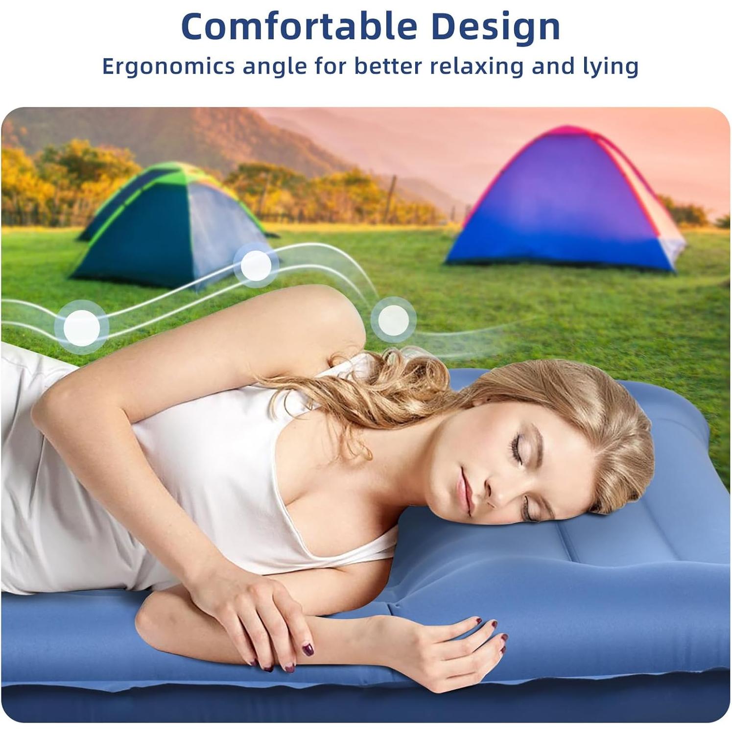 Colchoneta de Camping LILTSDRAE Inflable 200x137 cm con Bomba