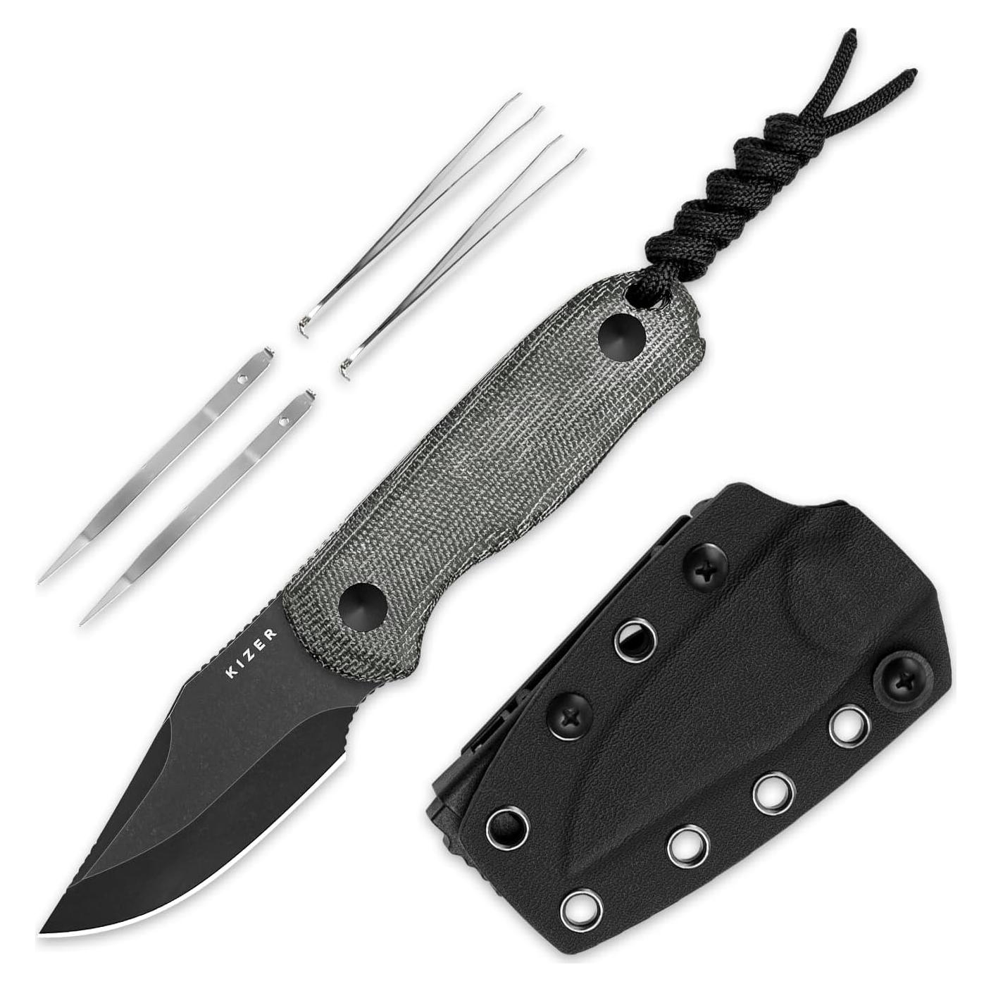 Cuchillo Fijo Kizer Drop Bear 6.6 cm AEB-L Micarta Negro EDC