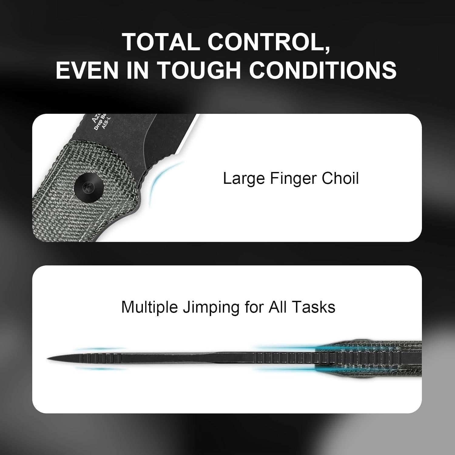 Cuchillo Fijo Kizer Drop Bear 6.6 cm AEB-L Micarta Negro EDC