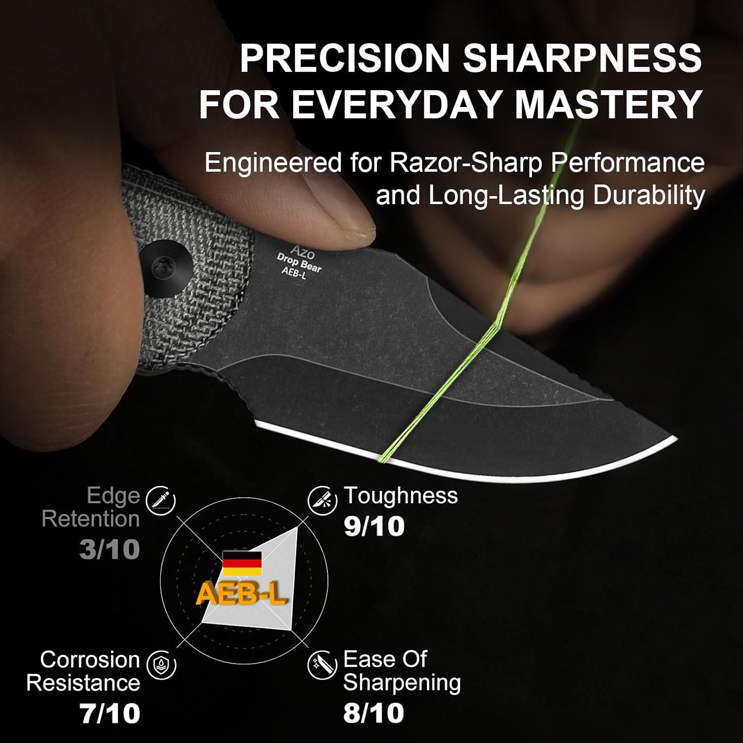 Cuchillo Fijo Kizer Drop Bear 6.6 cm AEB-L Micarta Negro EDC