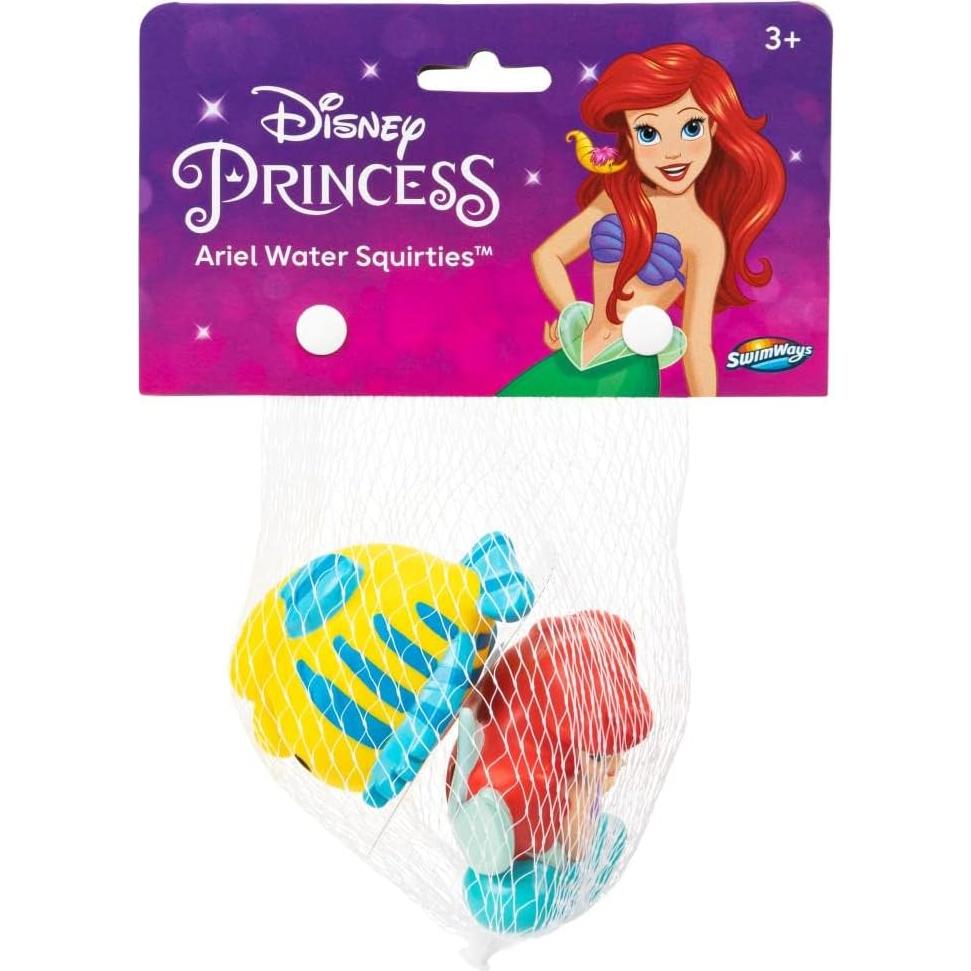 Ariel Water Squirties - Bundle with 2 Pc Little Mermaid Squirt Toys, Stickers, and Door Hangers | Disney Bath Toys for Girls