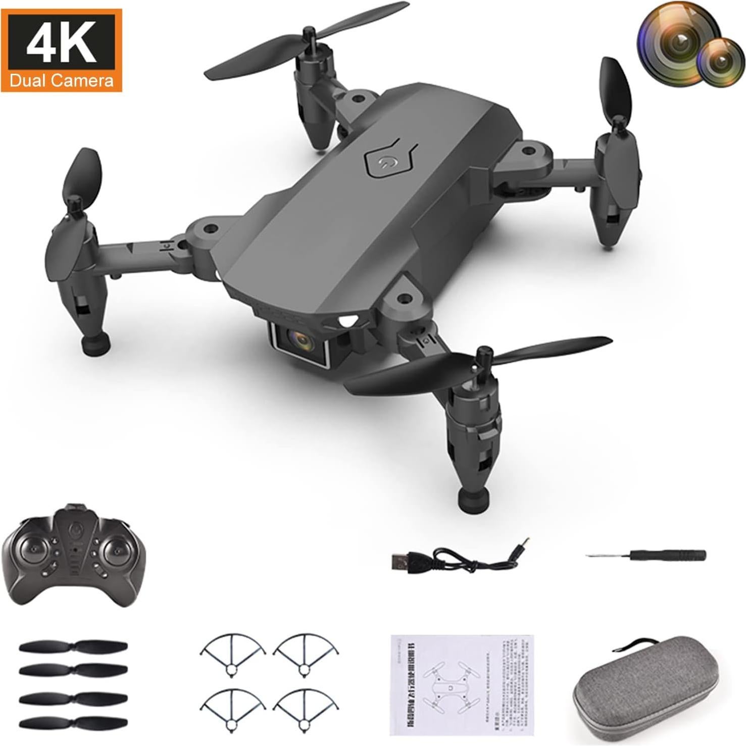 GoolRC L23 Mini Drone with 4K HD Camera for Kids and Adults, FPV Live Video Foldable RC Quadcopter with 3D Flips, Track Flight, Altitude Hold, Headless Mode and Storage Bag (Black)