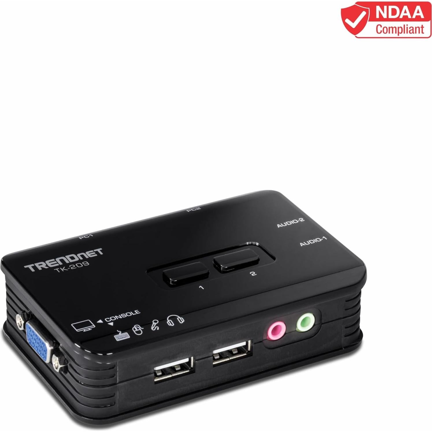 Interruptor KVM USB 2 Puertos TRENDnet TK-209K con Audio