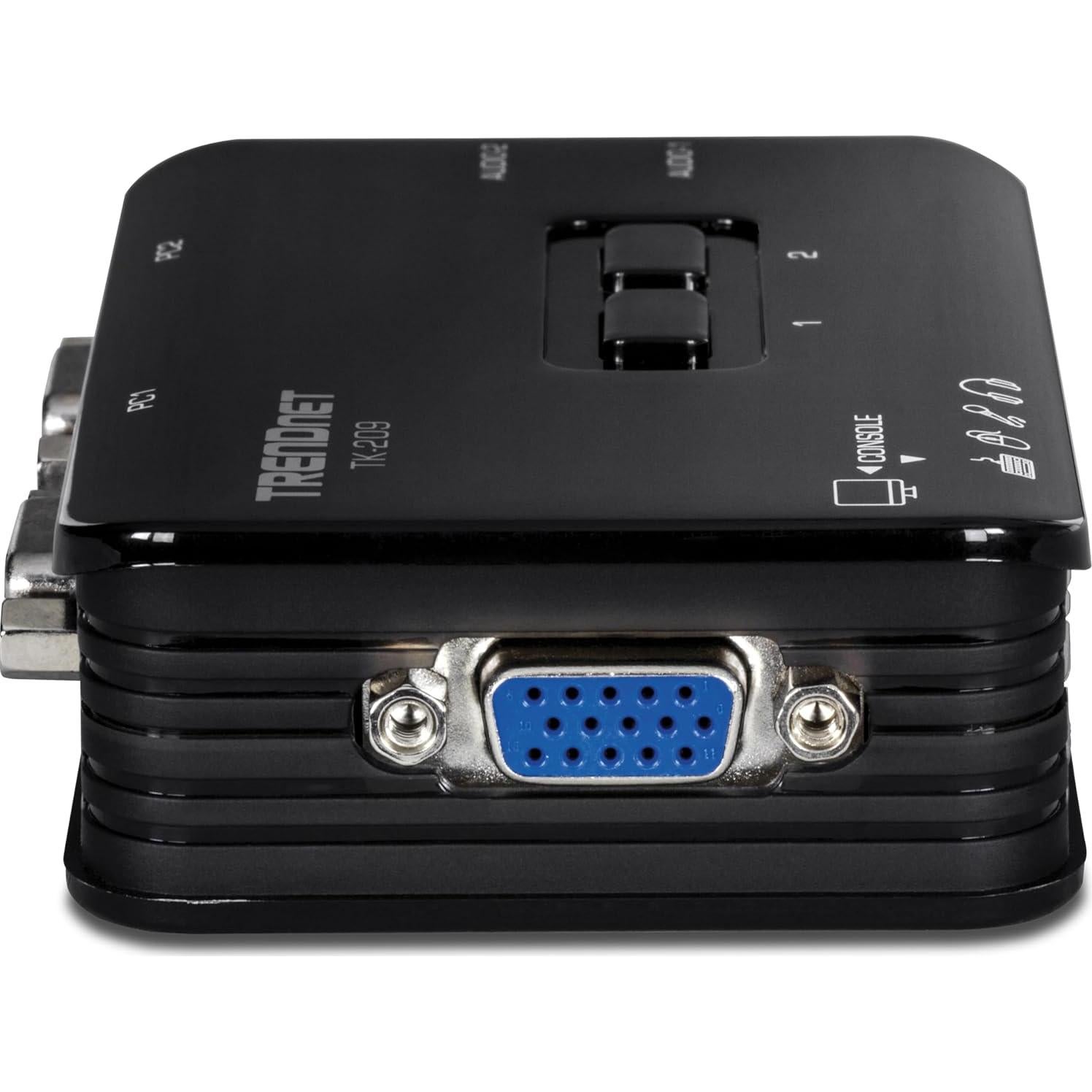 Interruptor KVM USB 2 Puertos TRENDnet TK-209K con Audio