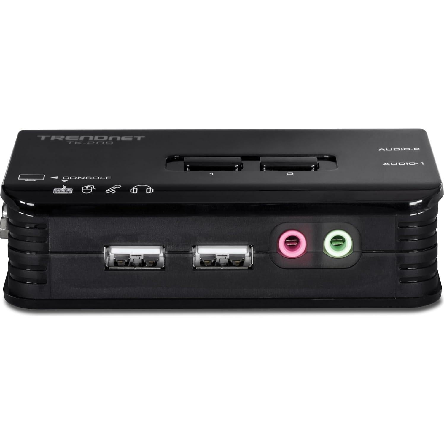 Interruptor KVM USB 2 Puertos TRENDnet TK-209K con Audio