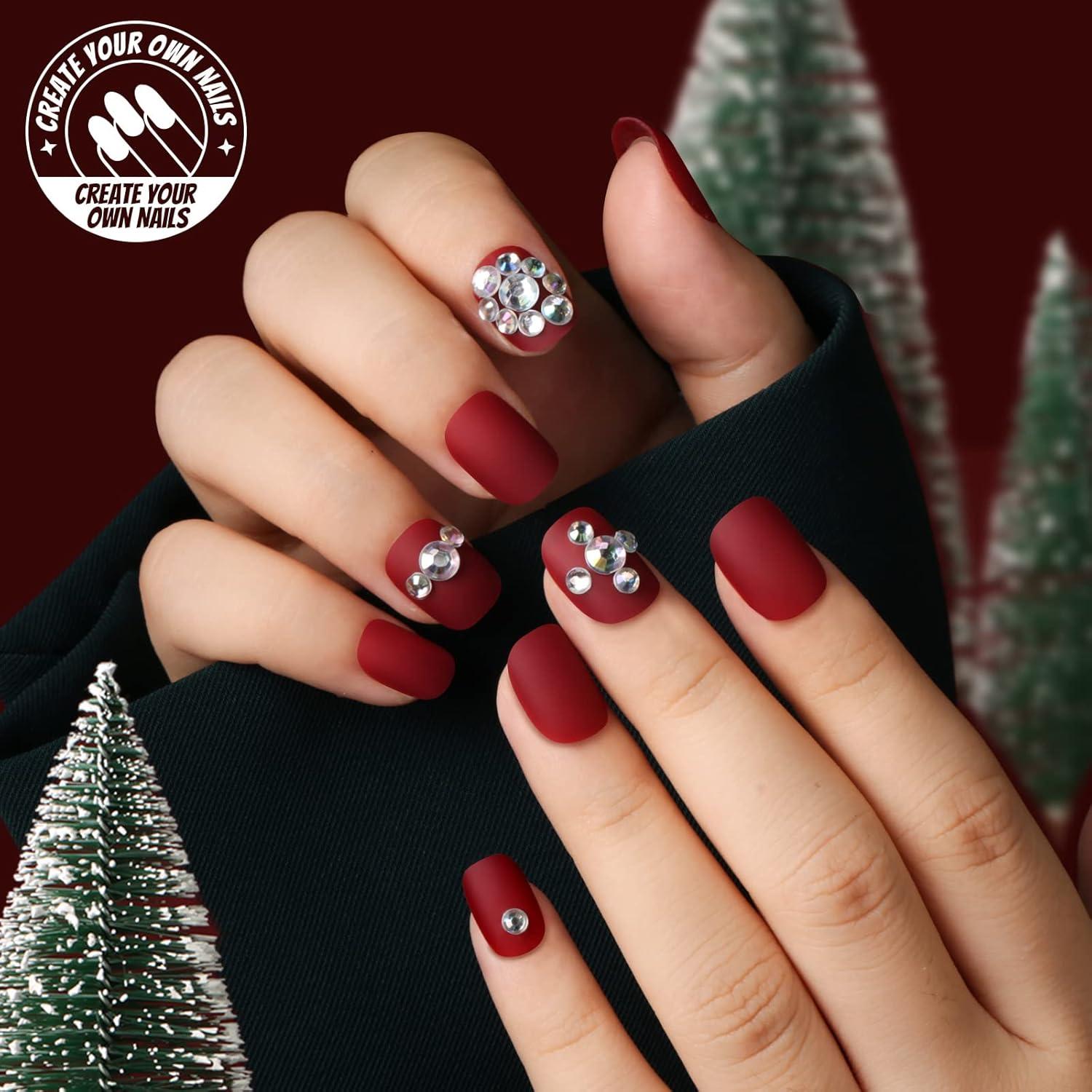 Kit Uñas Postizas Cortas Teenitor 576 Pcs Mate y Brillantes