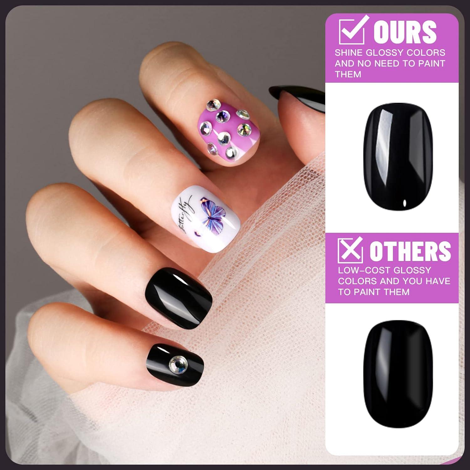 Kit Uñas Postizas Cortas Teenitor 576 Pcs Mate y Brillantes