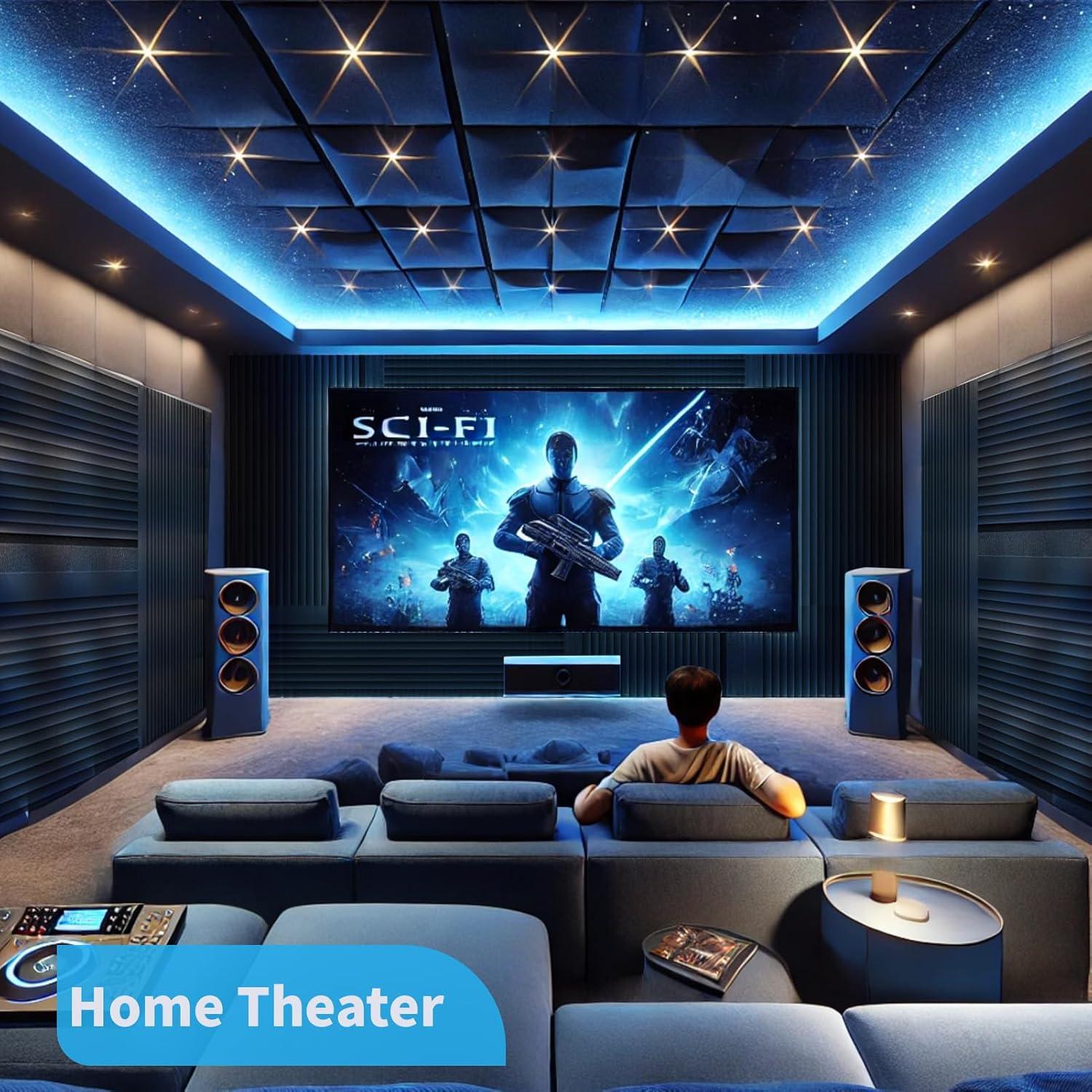 Paneles Acústicos Art3d de Espuma Negra - 4 Piezas 121.92x60.96x5.08 cm