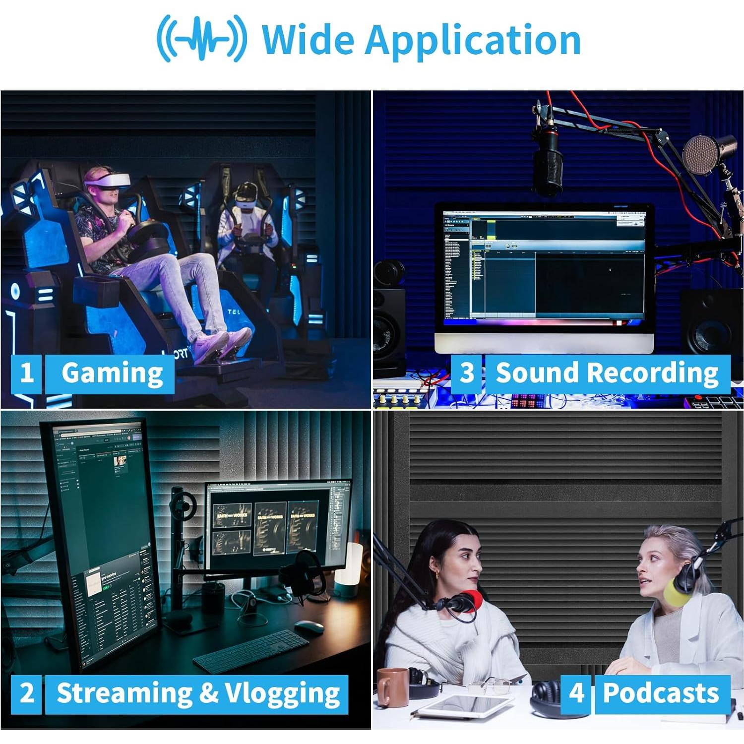 Paneles Acústicos Art3d de Espuma Negra - 4 Piezas 121.92x60.96x5.08 cm