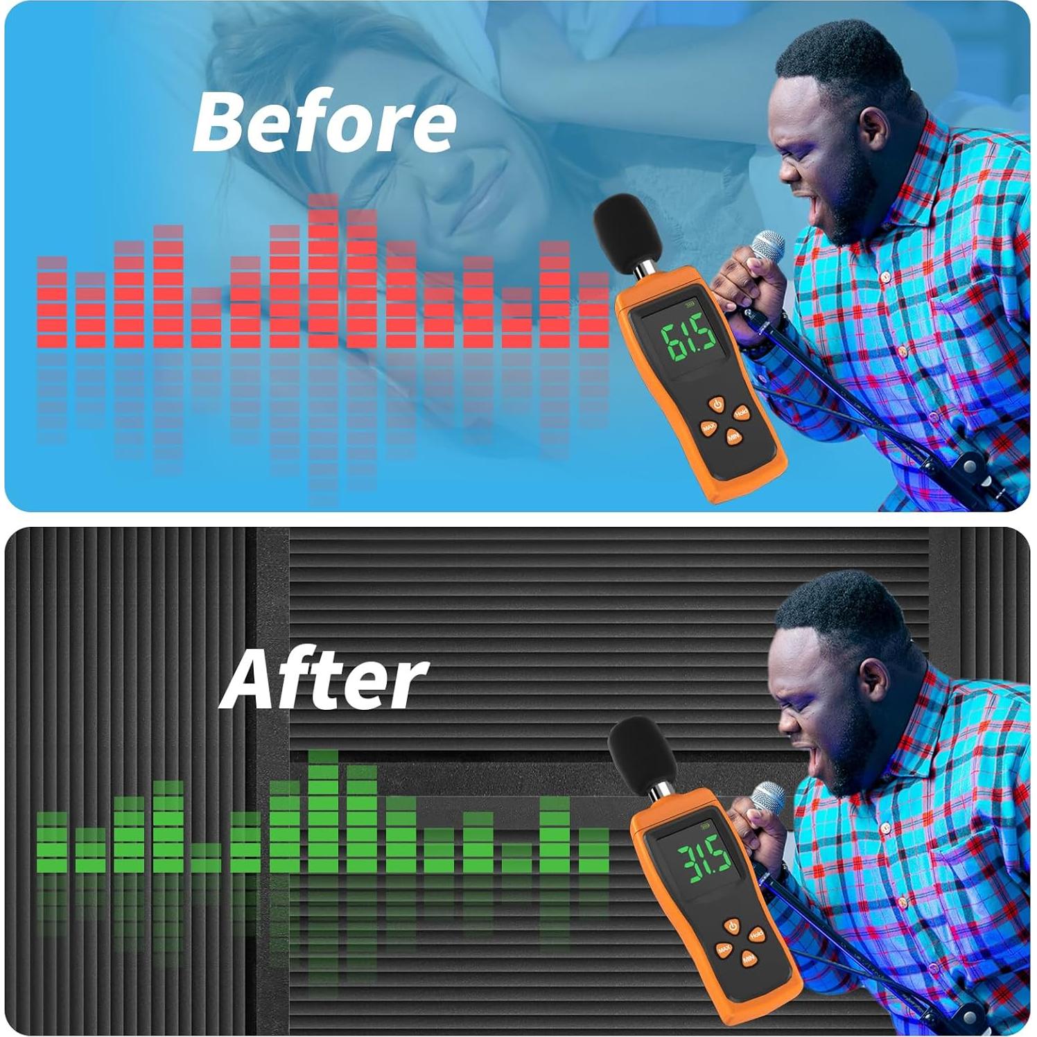 Paneles Acústicos Art3d de Espuma Negra - 4 Piezas 121.92x60.96x5.08 cm