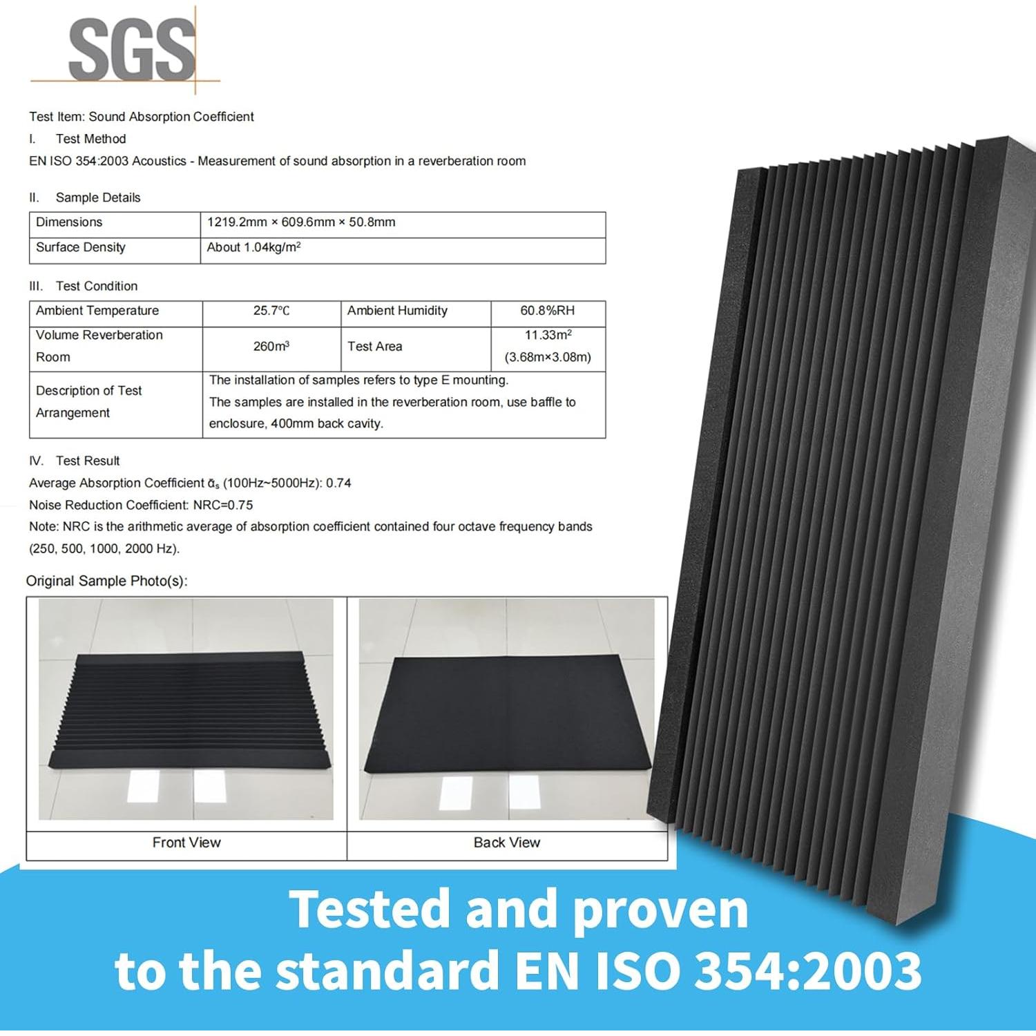 Paneles Acústicos Art3d de Espuma Negra - 4 Piezas 121.92x60.96x5.08 cm