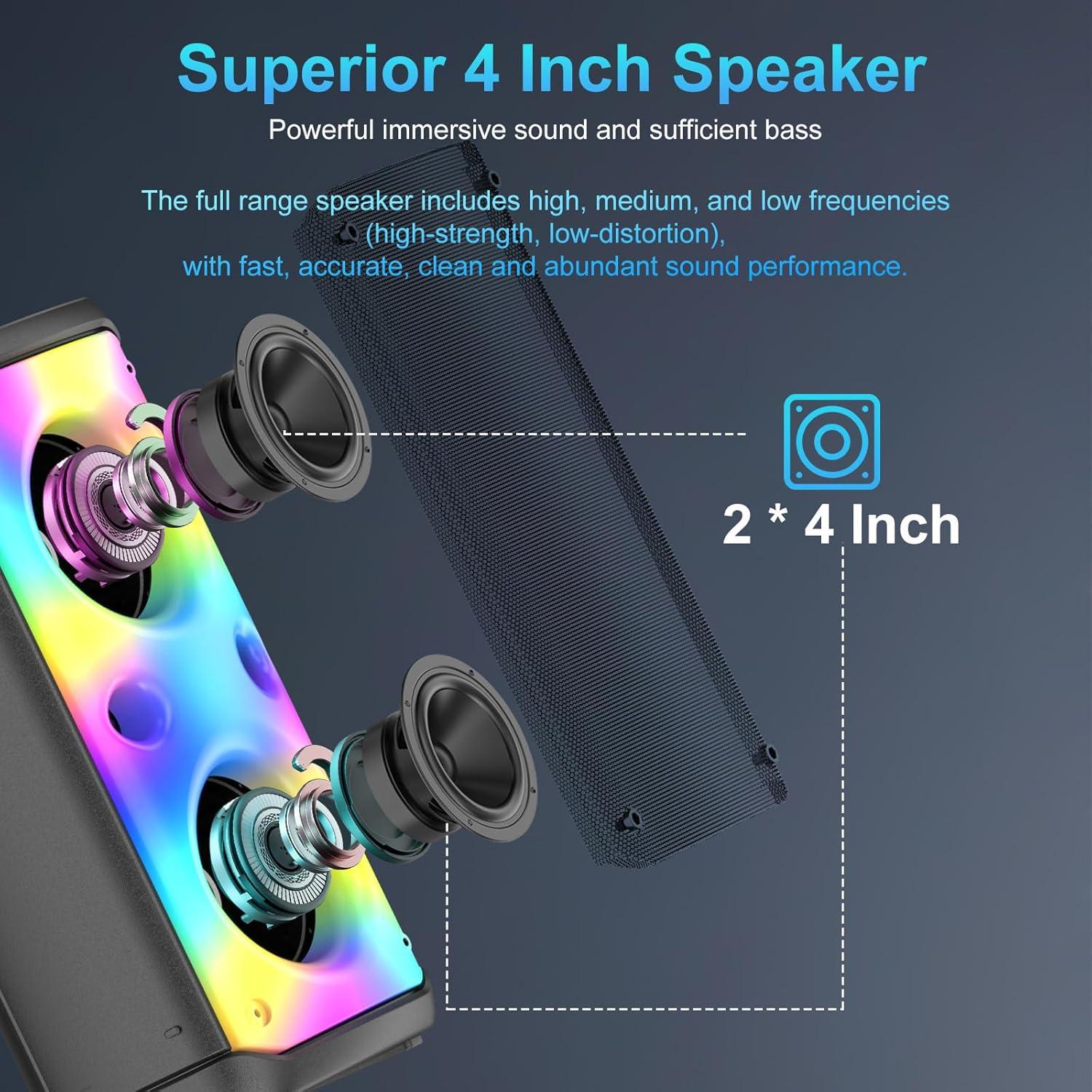 Altavoz Bluetooth Portátil TAMPROAD Q55 80W con Luces LED