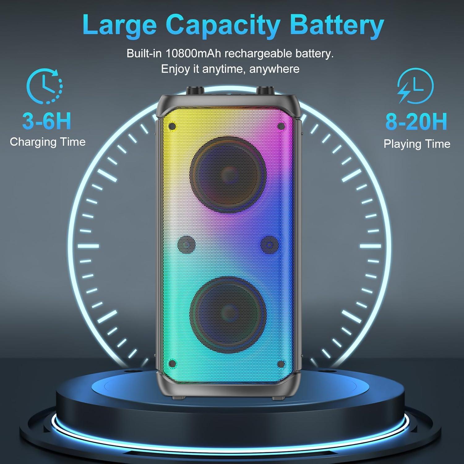 Altavoz Bluetooth Portátil TAMPROAD Q55 80W con Luces LED