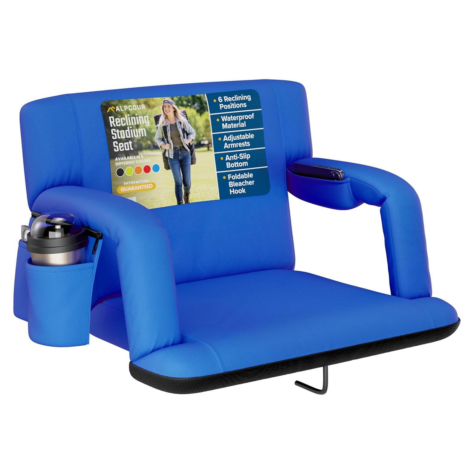 Silla de Estadio Plegable Alpcour Azul Real con Reposabrazos