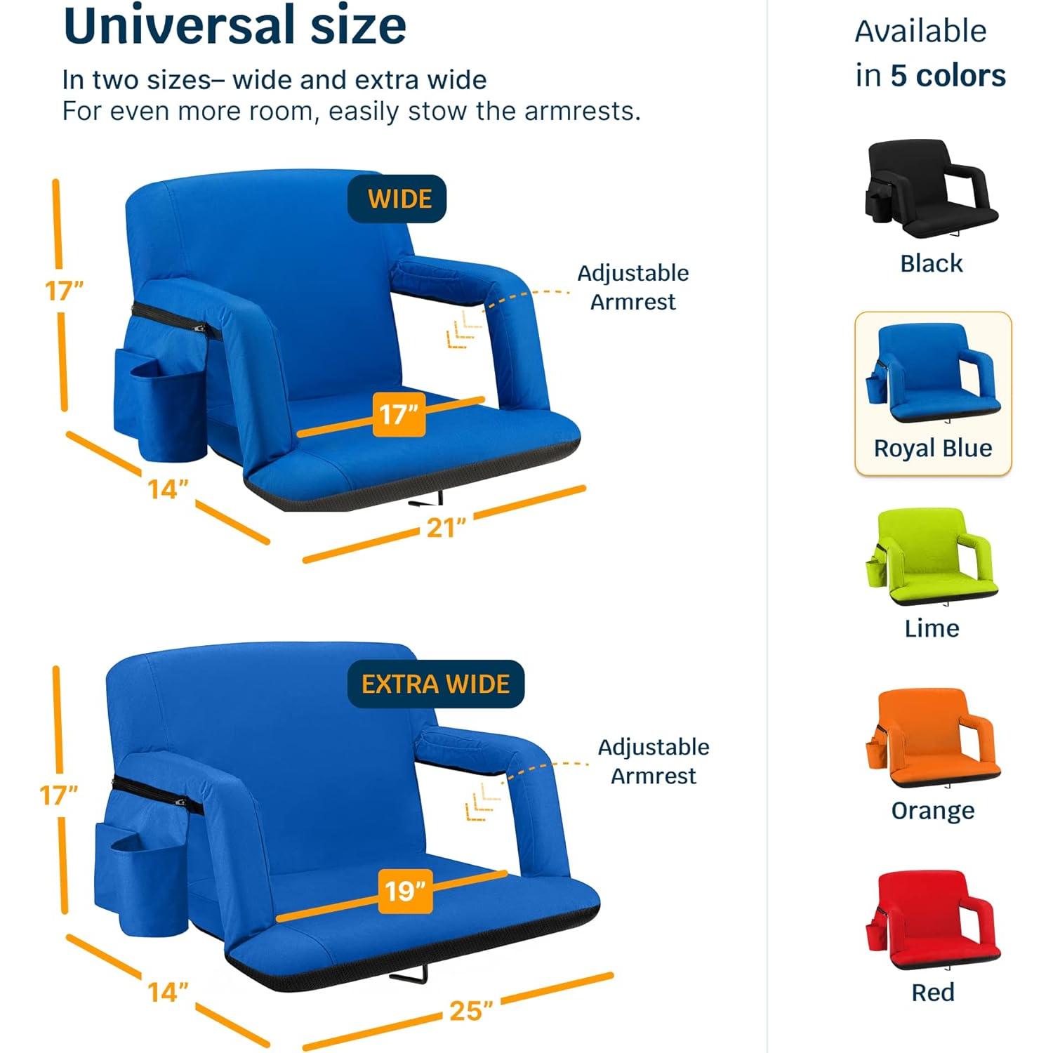 Silla de Estadio Plegable Alpcour Azul Real con Reposabrazos