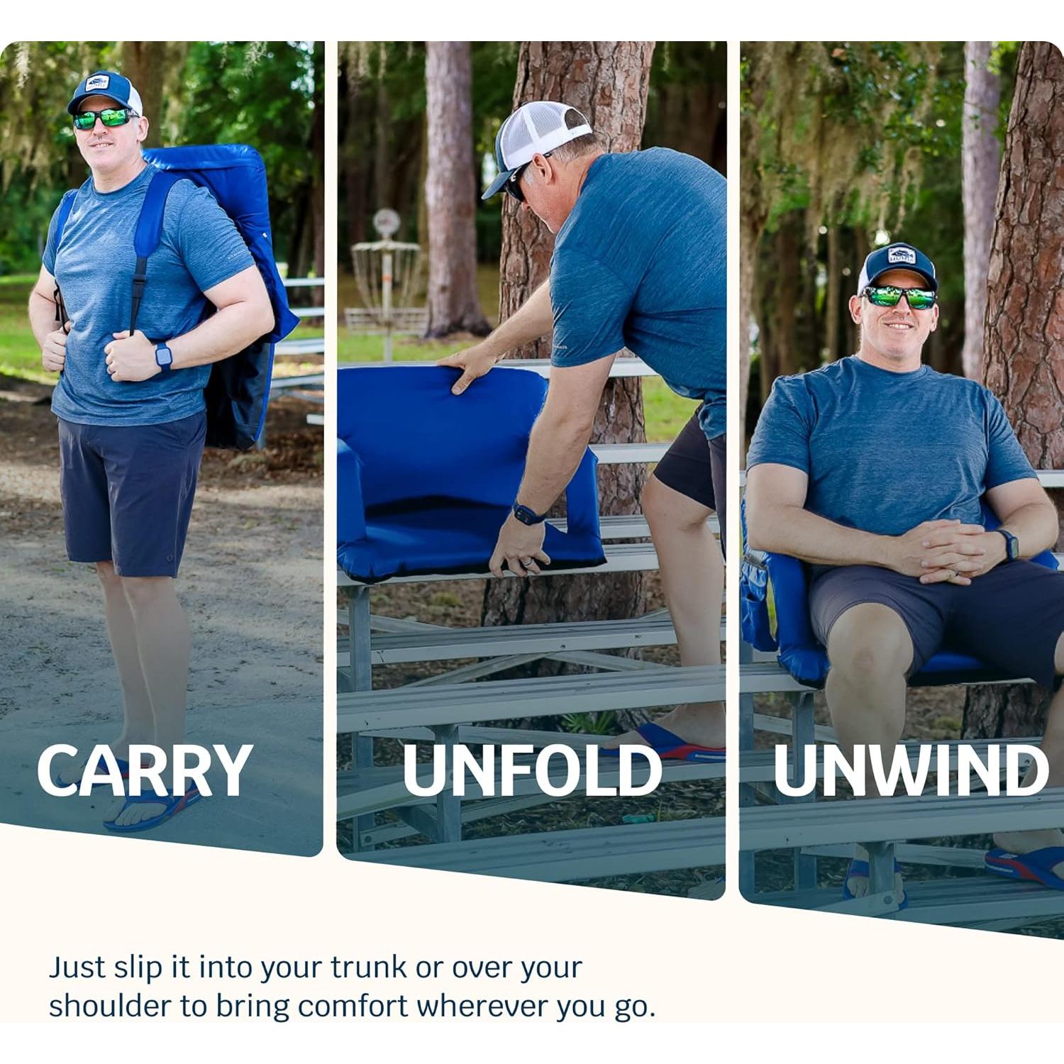 Silla de Estadio Plegable Alpcour Azul Real con Reposabrazos