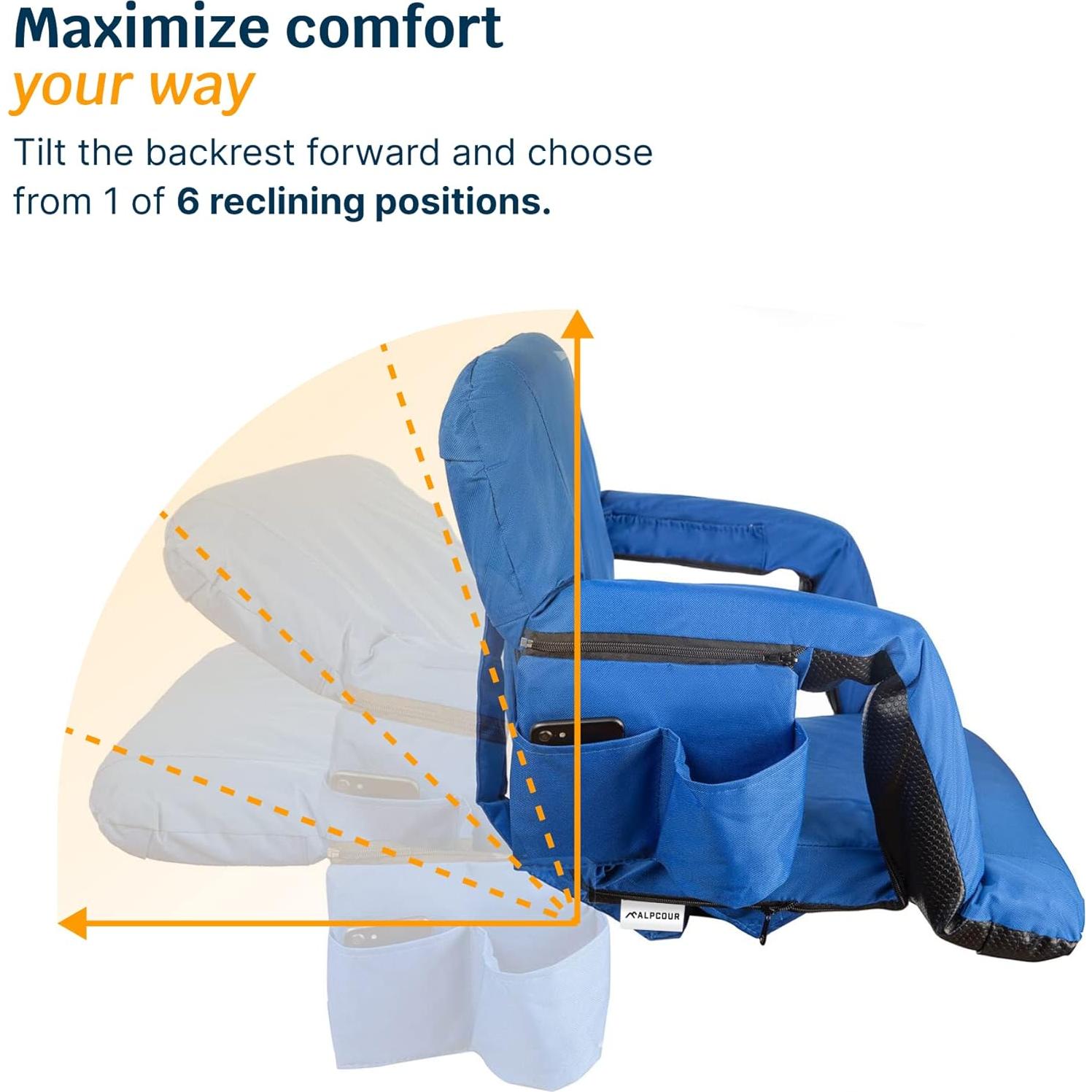 Silla de Estadio Plegable Alpcour Azul Real con Reposabrazos