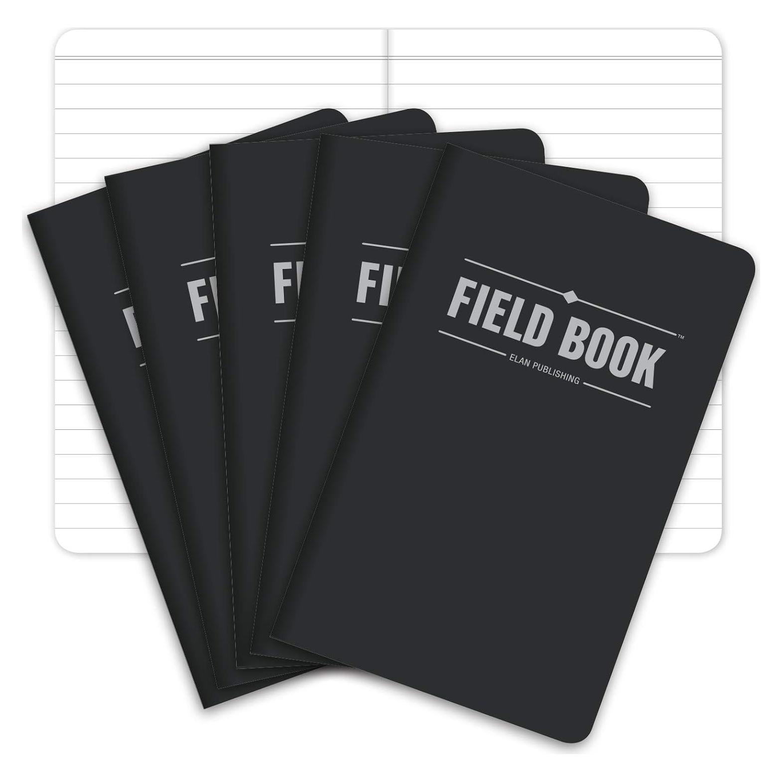 Cuaderno de Campo Elan Publishing - Paquete de 5 - Negro - Rayado