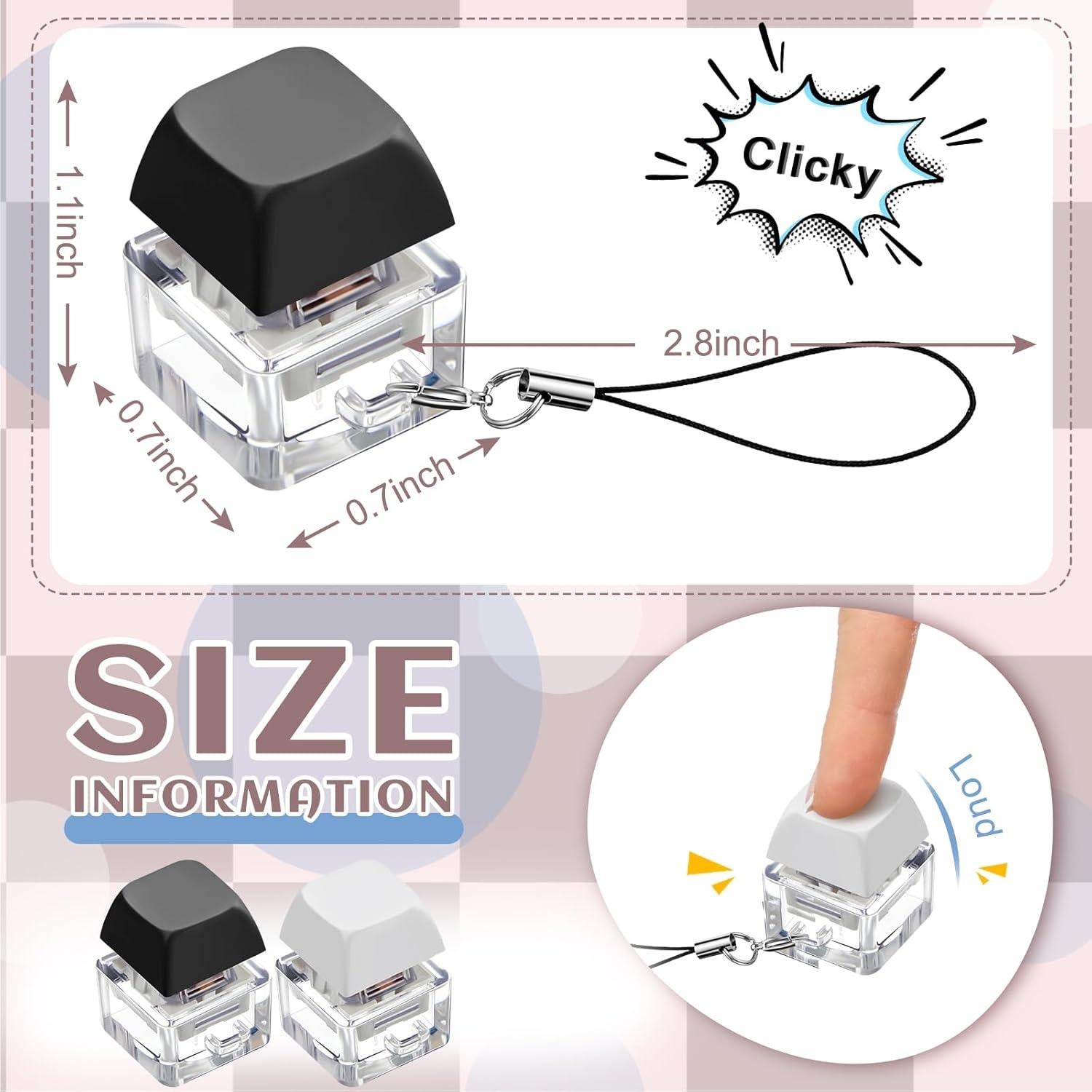 Taiyin 2 Pcs Keyboard Fidget Keychain Decompression Toys Finger Stress Relief Finger Keyboard Keychain Fidget Button for Adult Gifts to Pass The Boring Time(Classic Style)