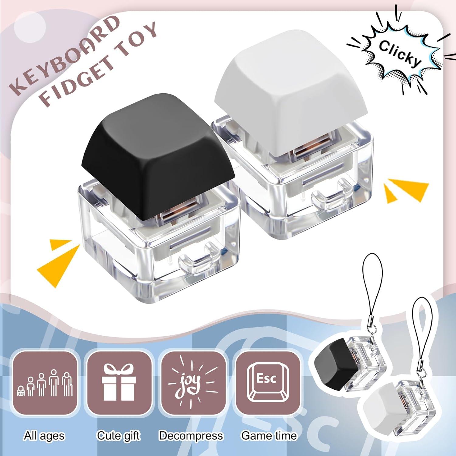 Taiyin 2 Pcs Keyboard Fidget Keychain Decompression Toys Finger Stress Relief Finger Keyboard Keychain Fidget Button for Adult Gifts to Pass The Boring Time(Classic Style)