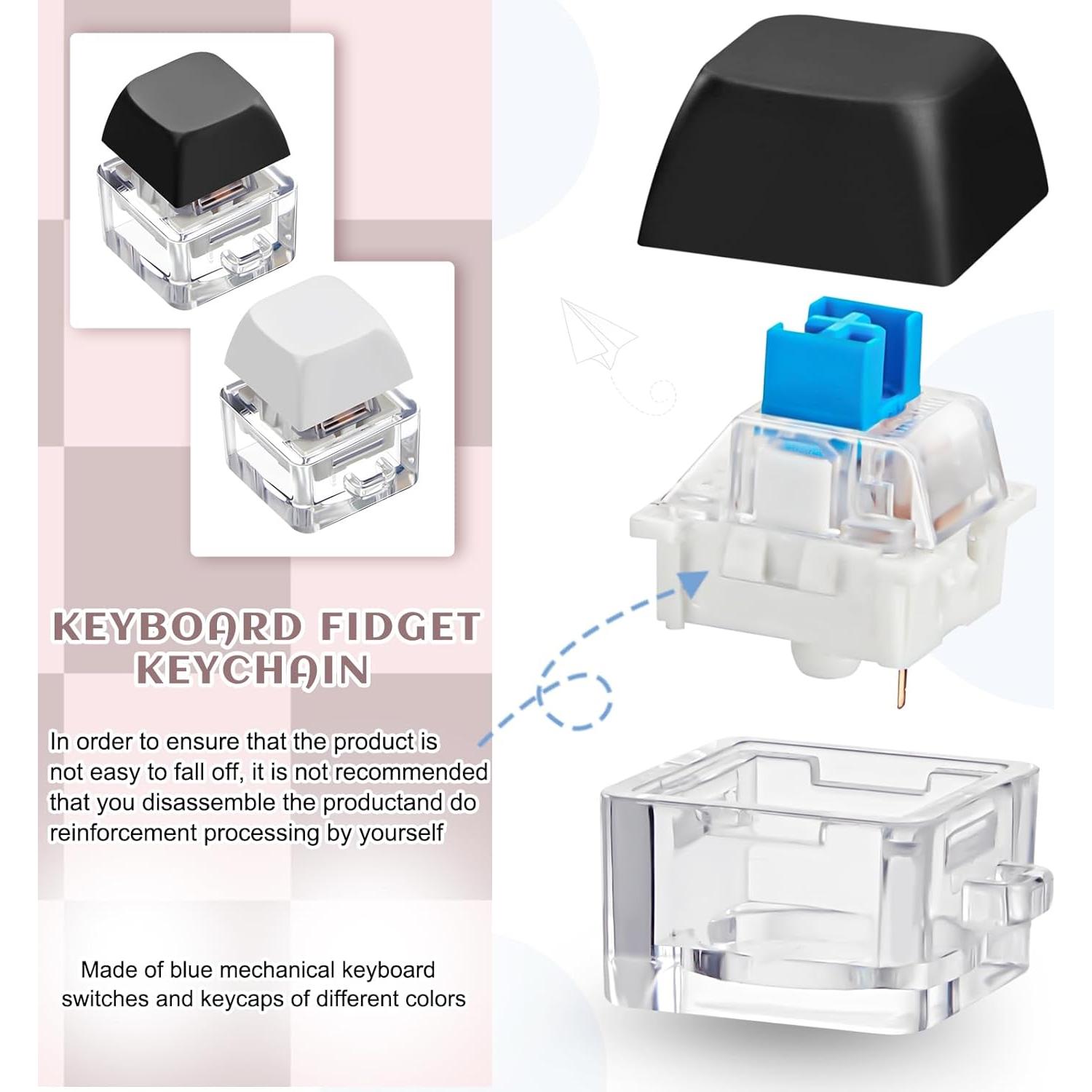 Taiyin 2 Pcs Keyboard Fidget Keychain Decompression Toys Finger Stress Relief Finger Keyboard Keychain Fidget Button for Adult Gifts to Pass The Boring Time(Classic Style)