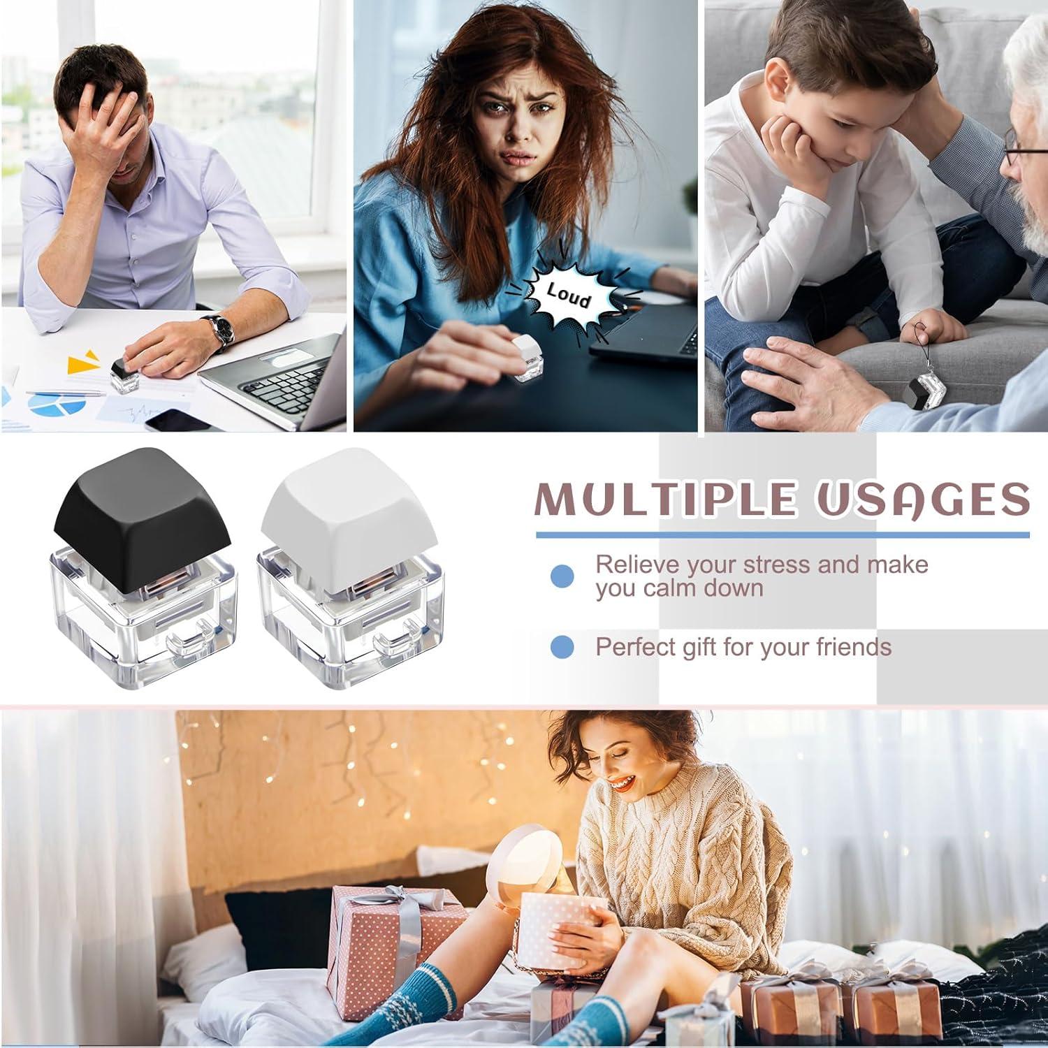 Taiyin 2 Pcs Keyboard Fidget Keychain Decompression Toys Finger Stress Relief Finger Keyboard Keychain Fidget Button for Adult Gifts to Pass The Boring Time(Classic Style)