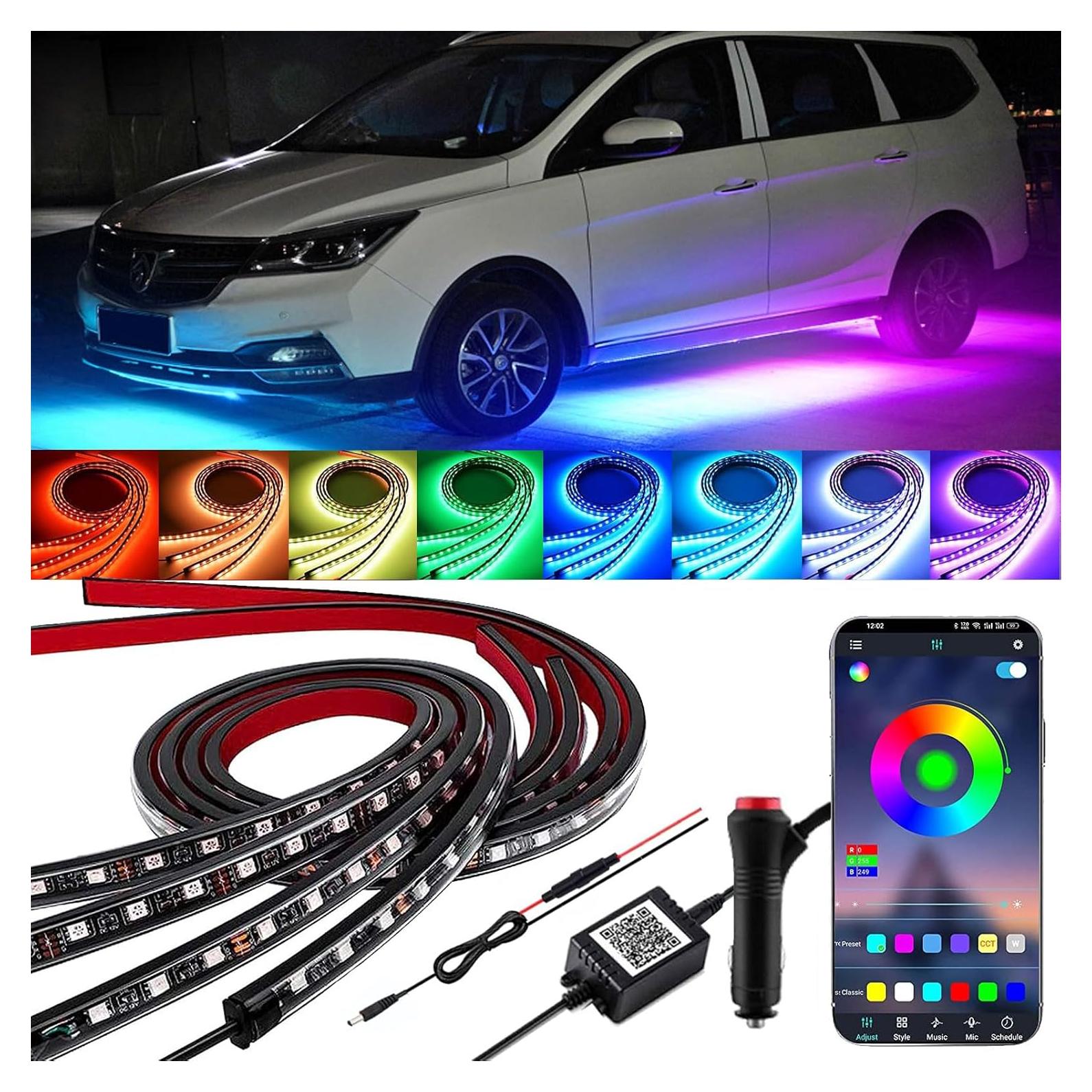 Kit de Iluminación Inferior YUGUANG 4Pcs RGB Multicolor Impermeable