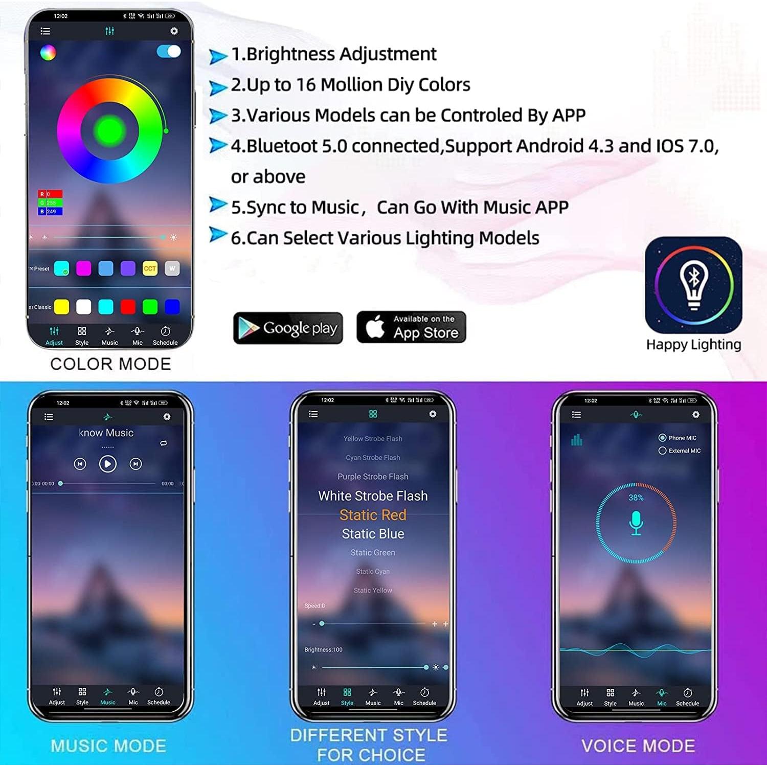 Kit de Iluminación Inferior YUGUANG 4Pcs RGB Multicolor Impermeable