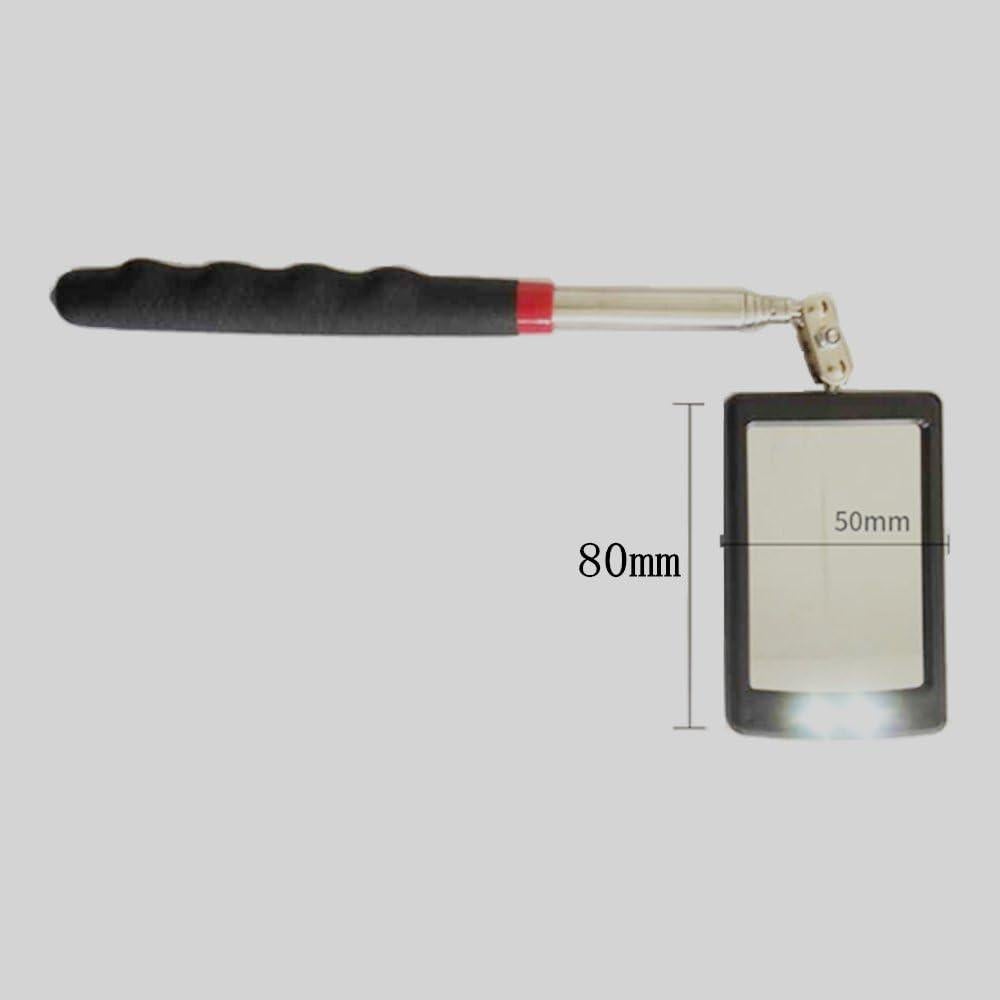 Telescoping Lighted Inspection Mirror，Telescoping LED Lighted Flexible Inspection Mirror 360 Swivel for Extra Viewing