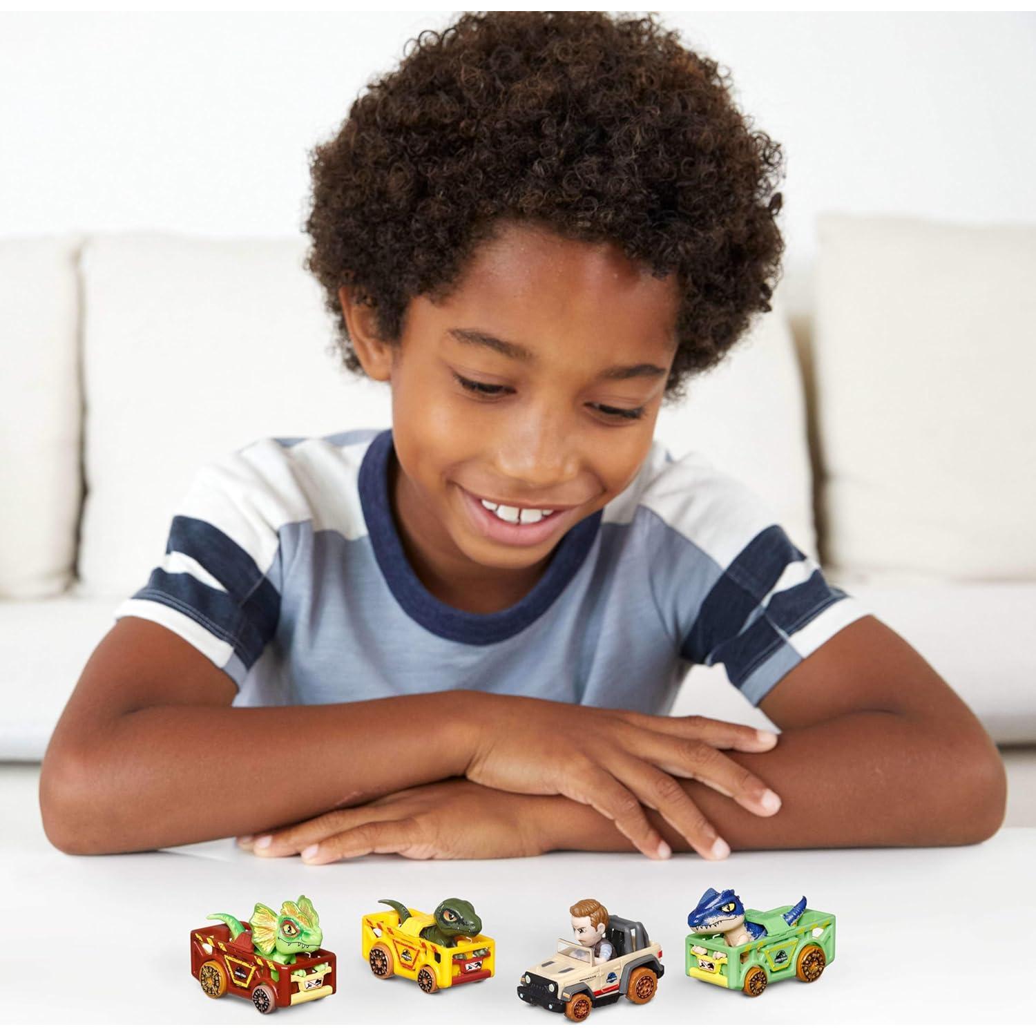 Hot Wheels RacerVerse Paquete 4 Vehículos Die-Cast Jurassic World