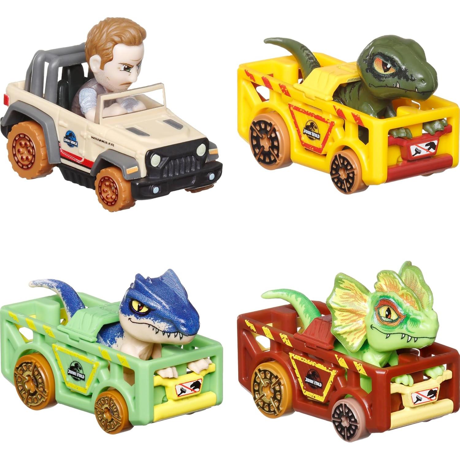 Hot Wheels RacerVerse Paquete 4 Vehículos Die-Cast Jurassic World