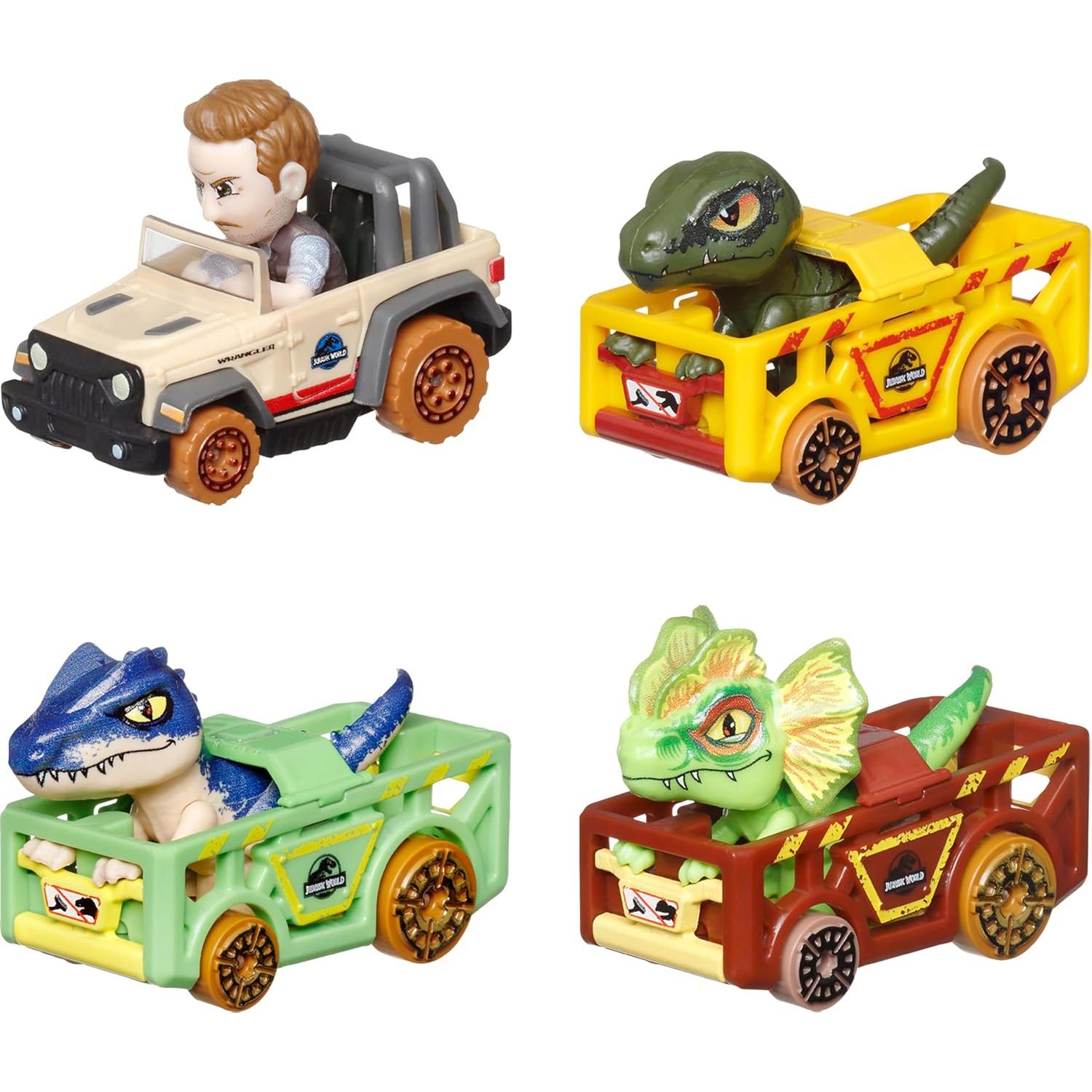 Hot Wheels RacerVerse Paquete 4 Vehículos Die-Cast Jurassic World
