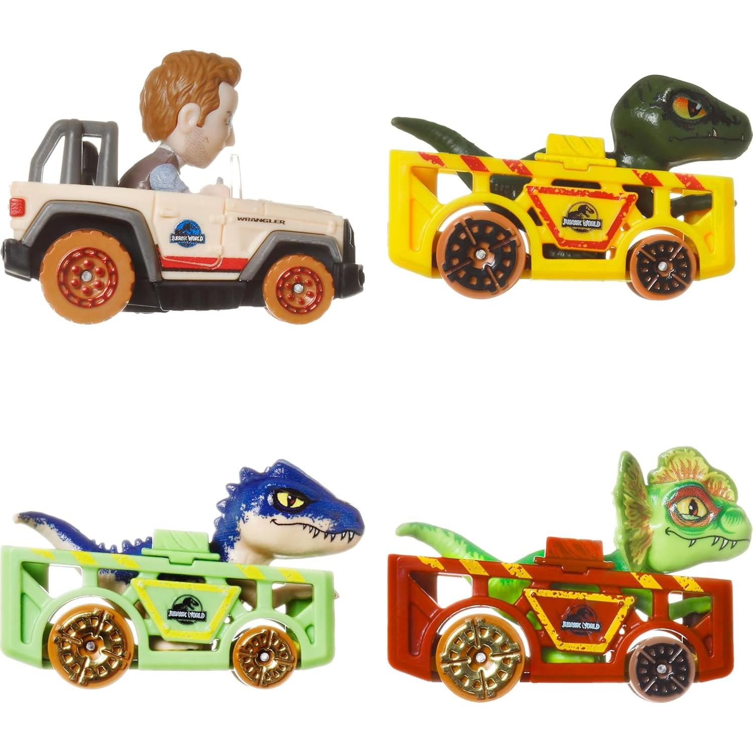 Hot Wheels RacerVerse Paquete 4 Vehículos Die-Cast Jurassic World