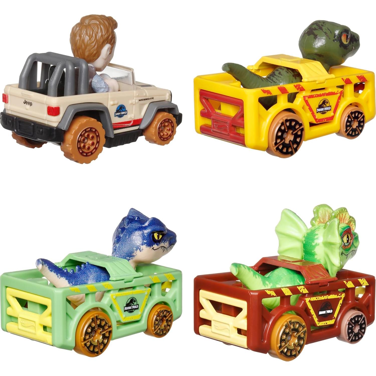 Hot Wheels RacerVerse Paquete 4 Vehículos Die-Cast Jurassic World